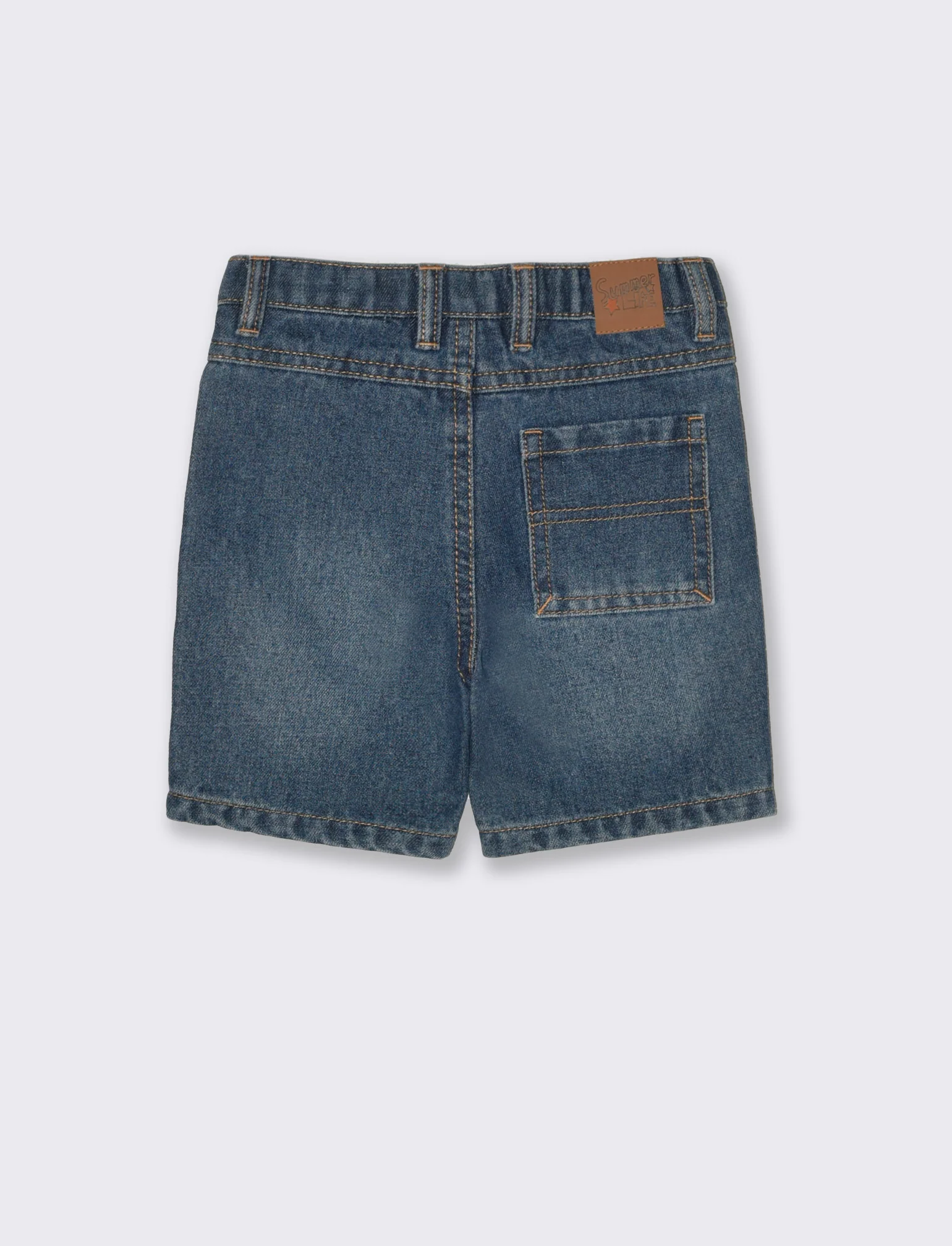Bermuda con tasconi da neonato - Denim - Image 2