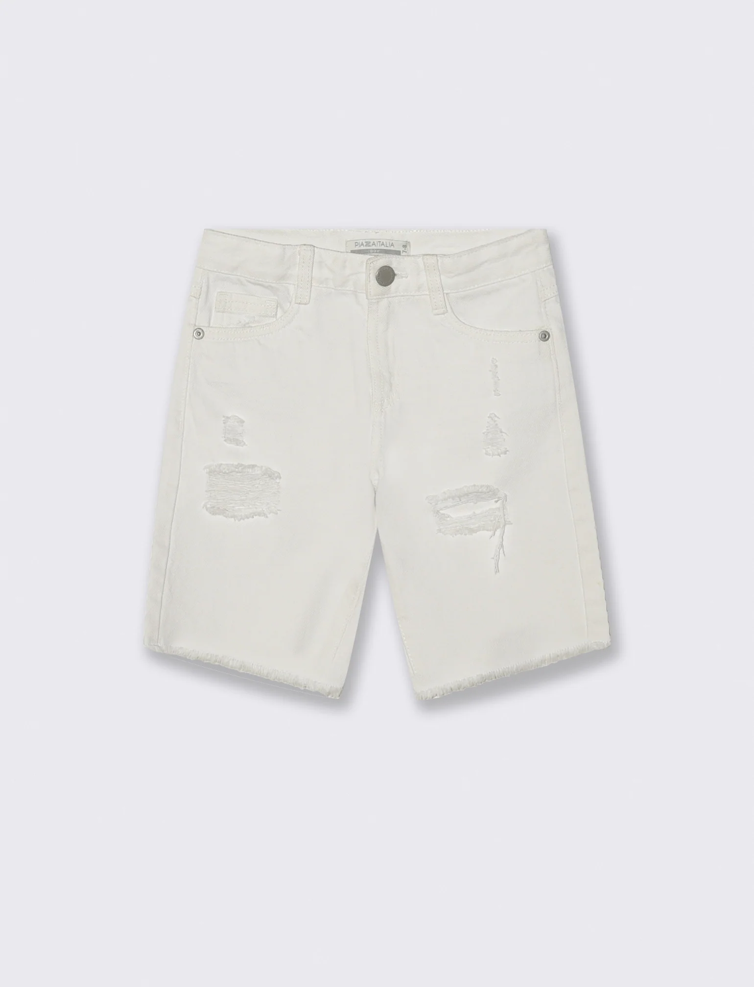 Bermuda denim bianco con rotture fashion - Bianco