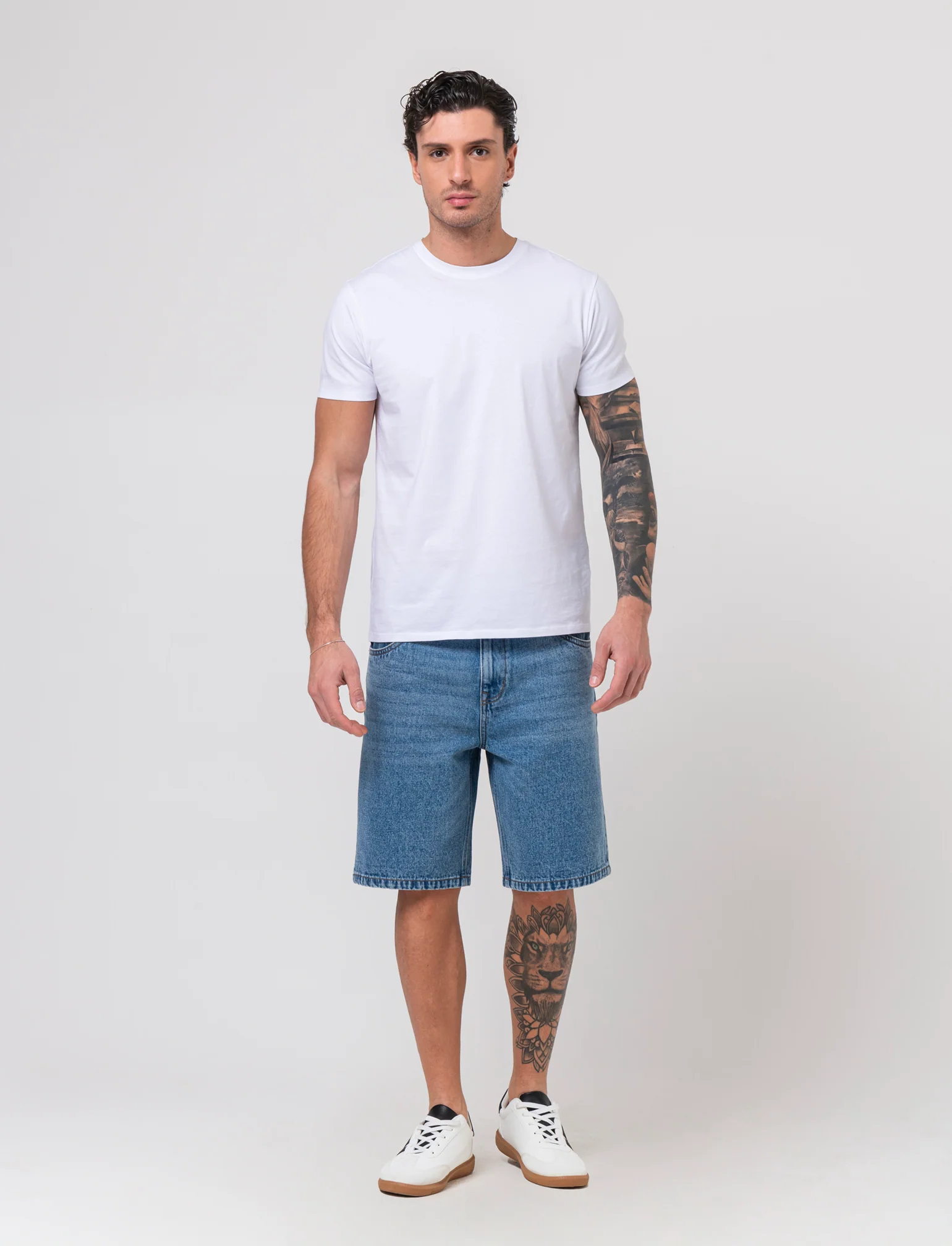 Bermuda di jeans baggy fit da uomo - Denim - Image 3