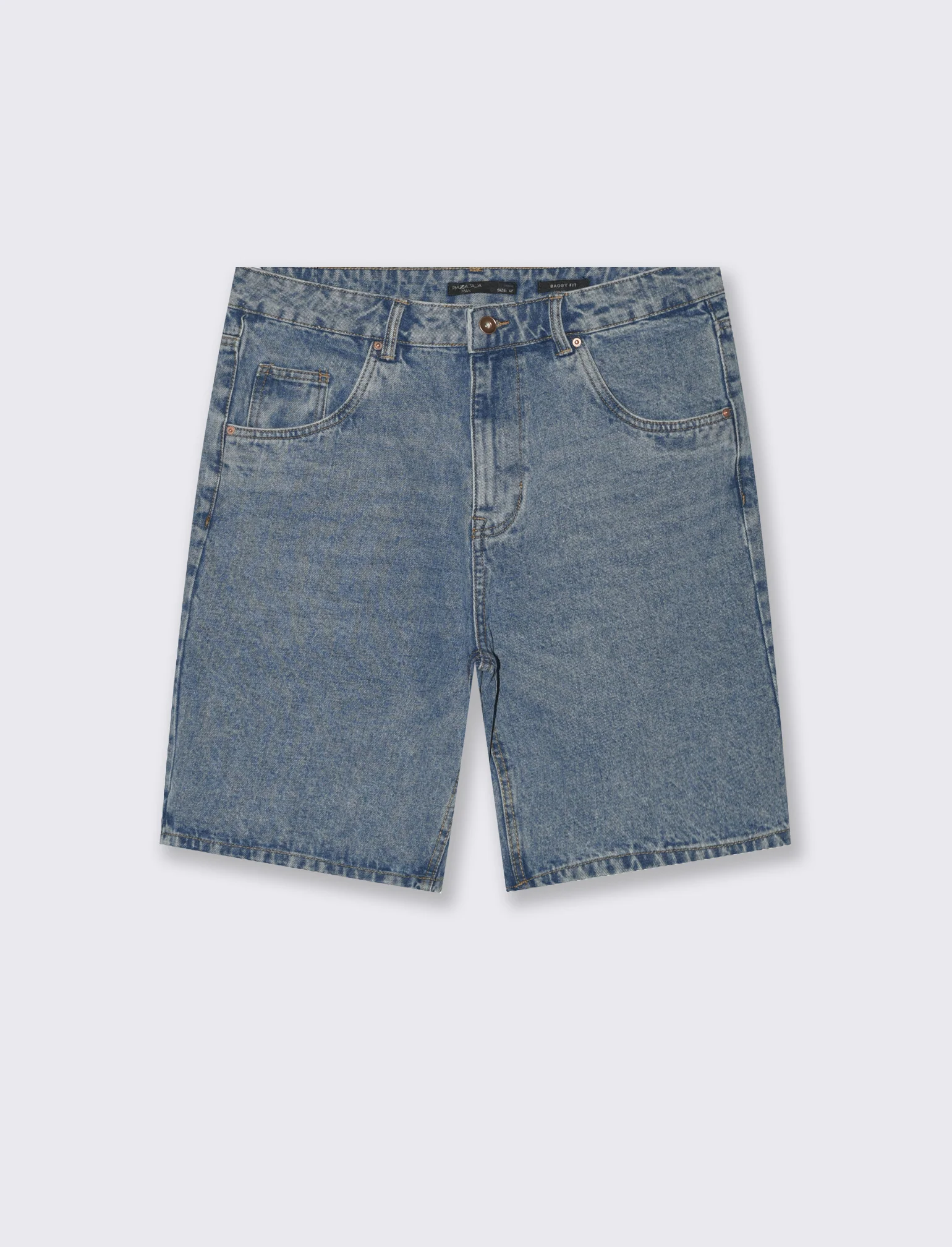 Bermuda di jeans baggy fit da uomo - Denim - Image 4