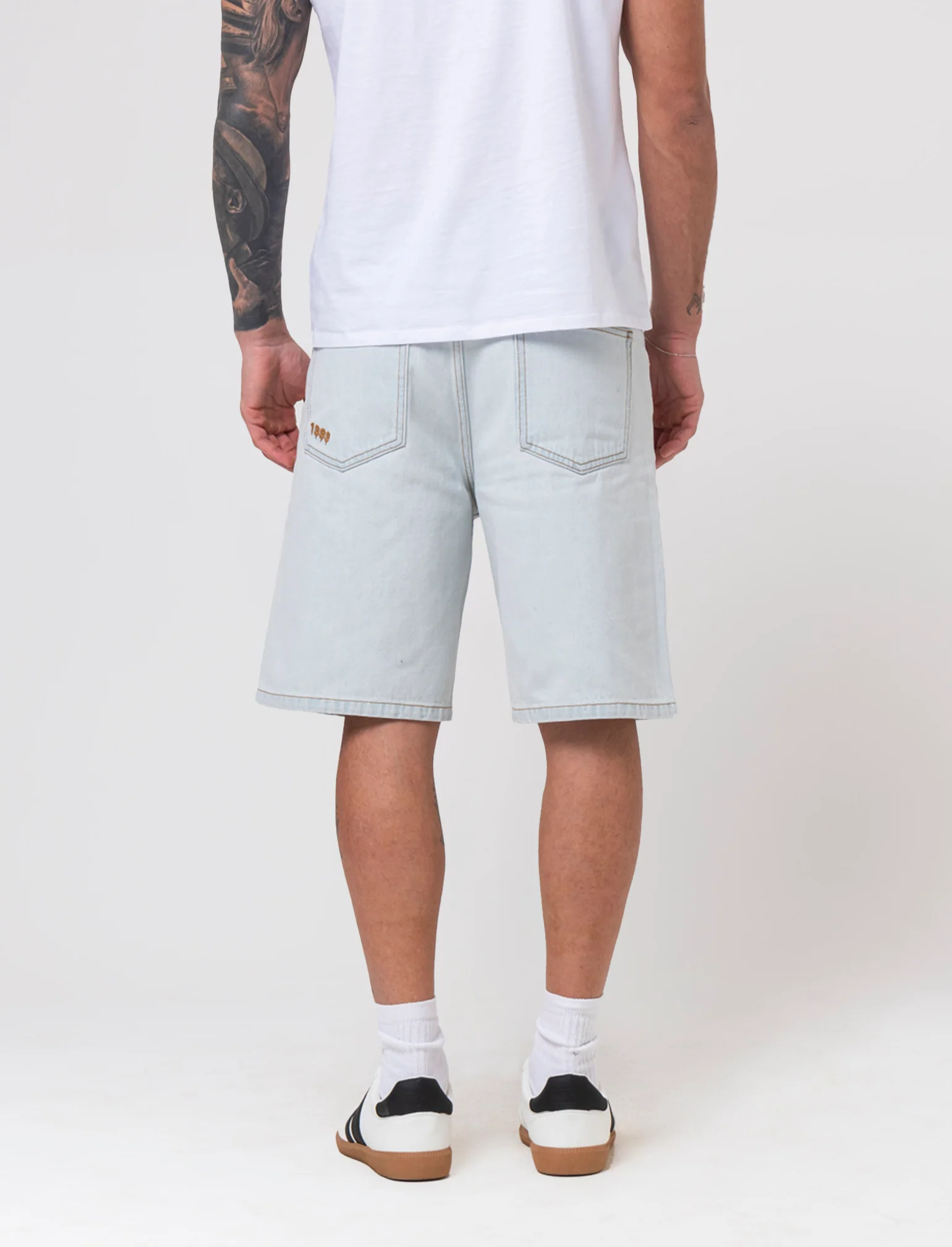 Bermuda di jeans baggy fit da uomo - Denim chiaro - Image 2