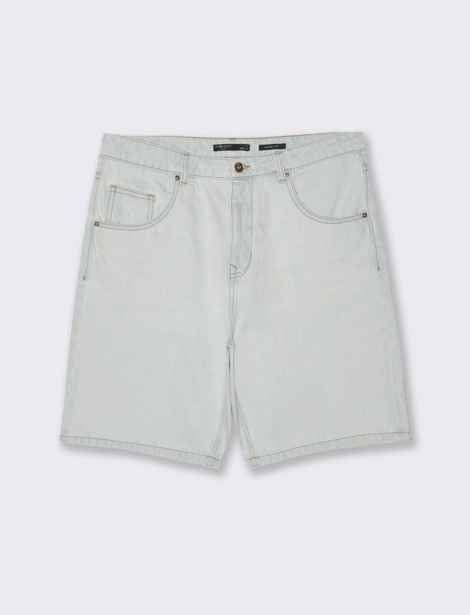 Bermuda di jeans baggy fit da uomo - Denim chiaro - Image 4