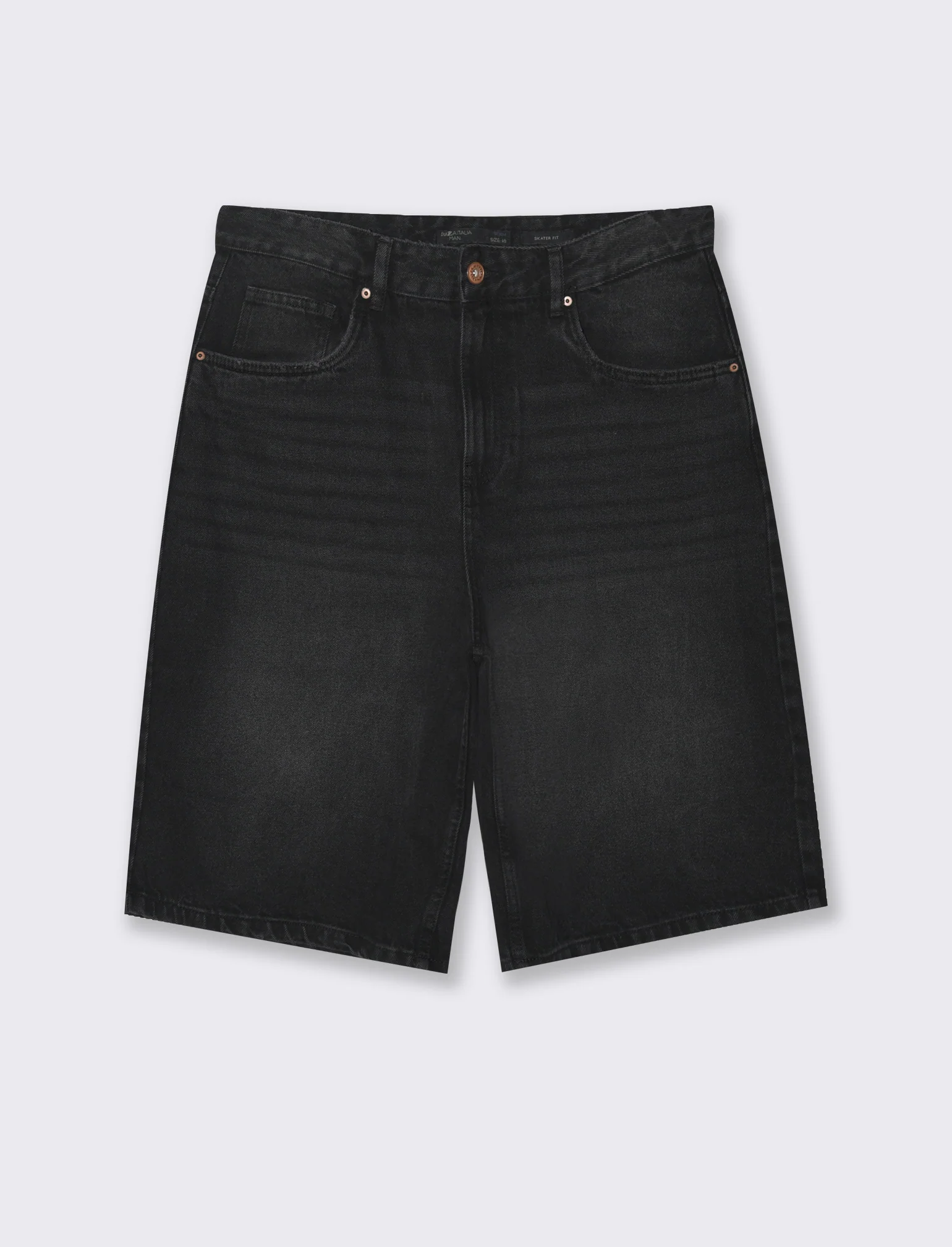 Bermuda di jeans skater da uomo - Nero - Image 4