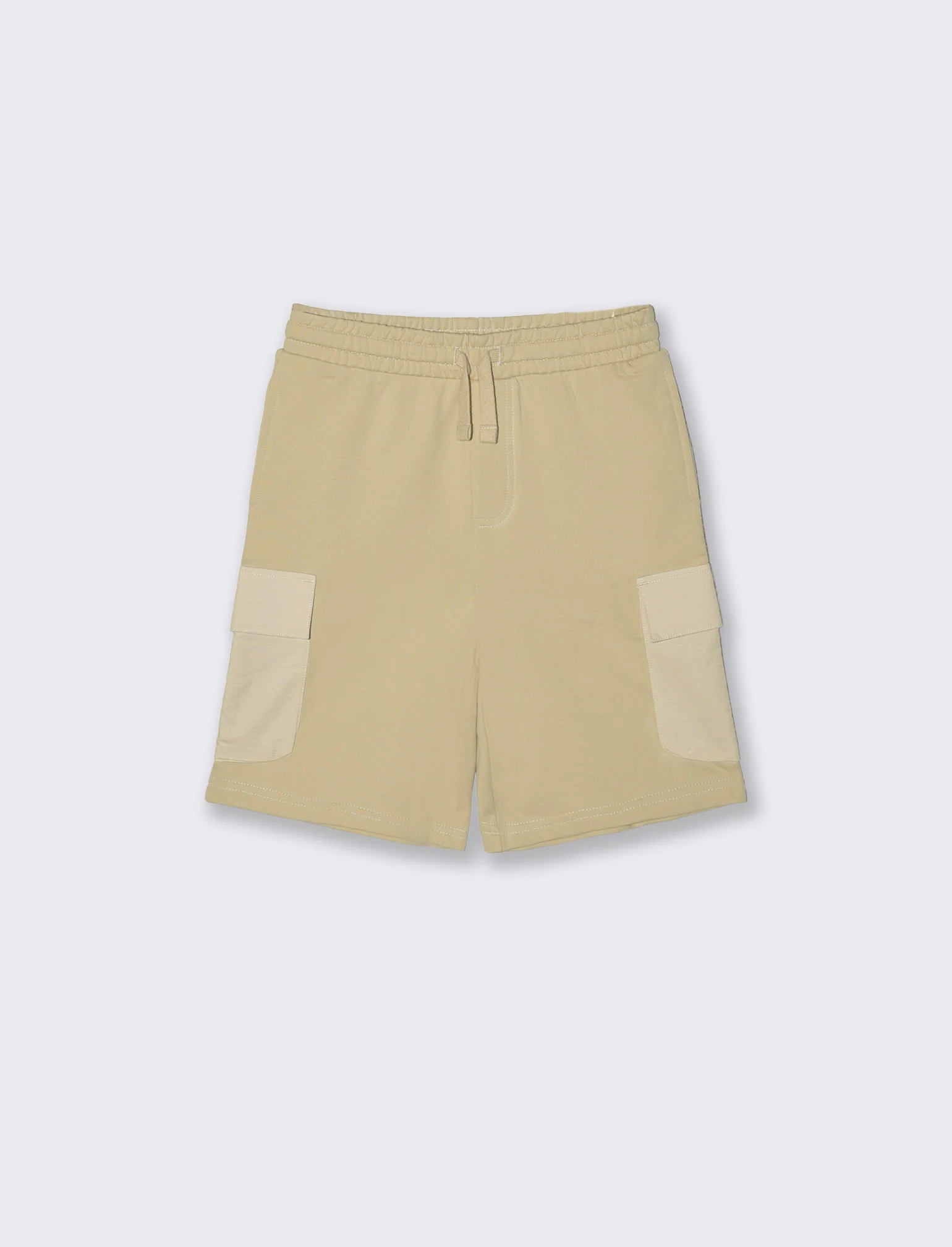 Bermuda felpa garment dyed con tasconi - Beige