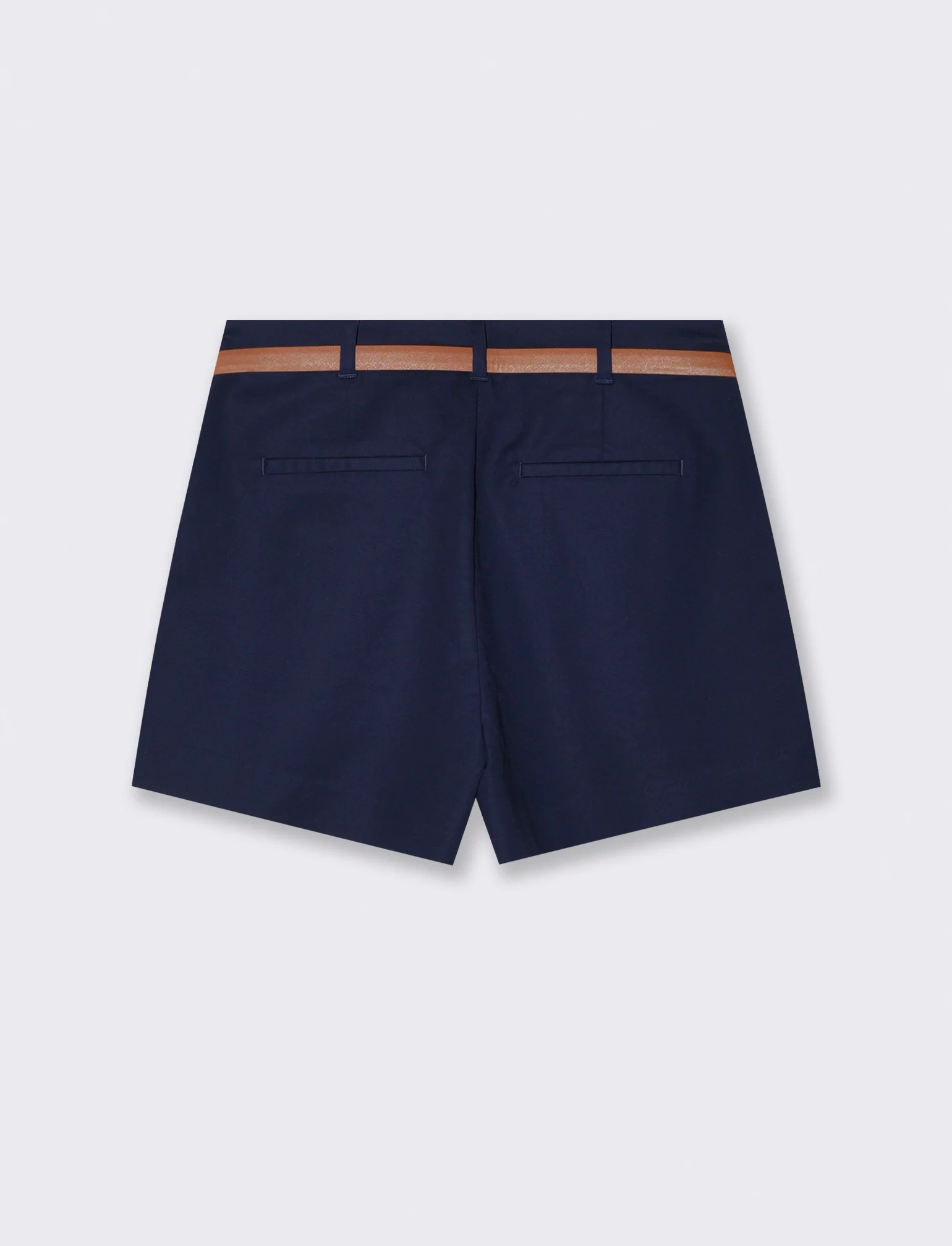 Bermuda in cotone con cintura - Blu - Image 2