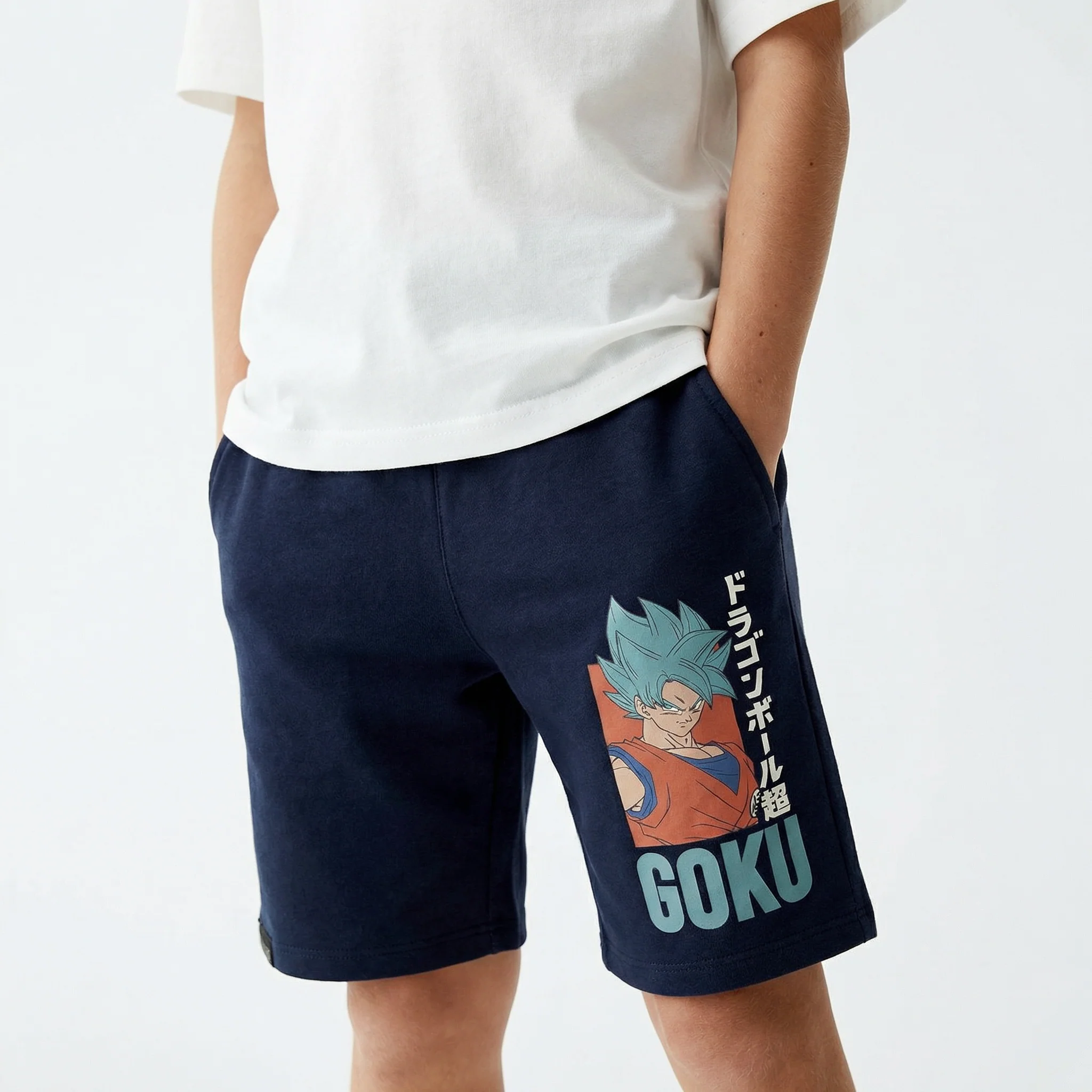 Bermuda in cotone con stampa personaggi - Blu