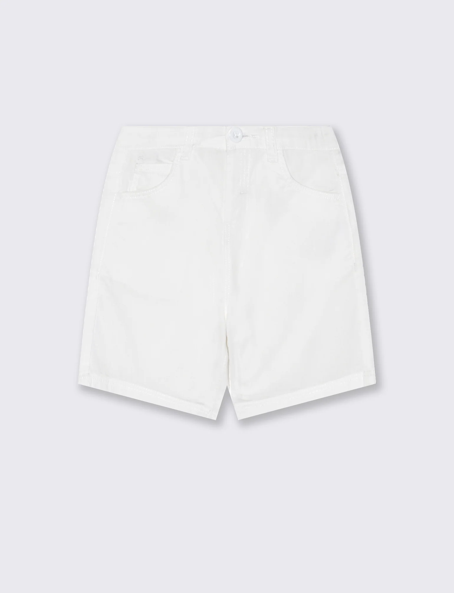 Bermuda in cotone con tasche a filo - Bianco