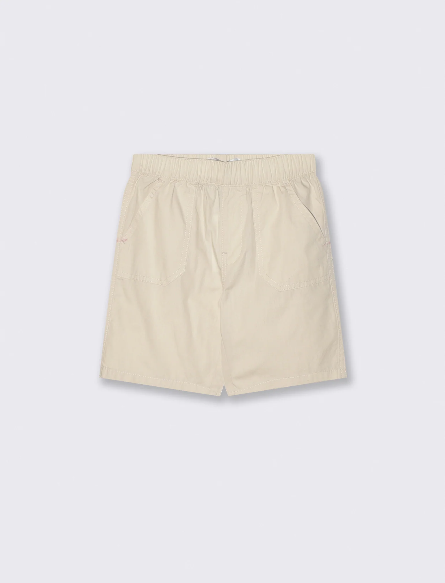 Bermuda in cotone tinta unita con tasche - Beige