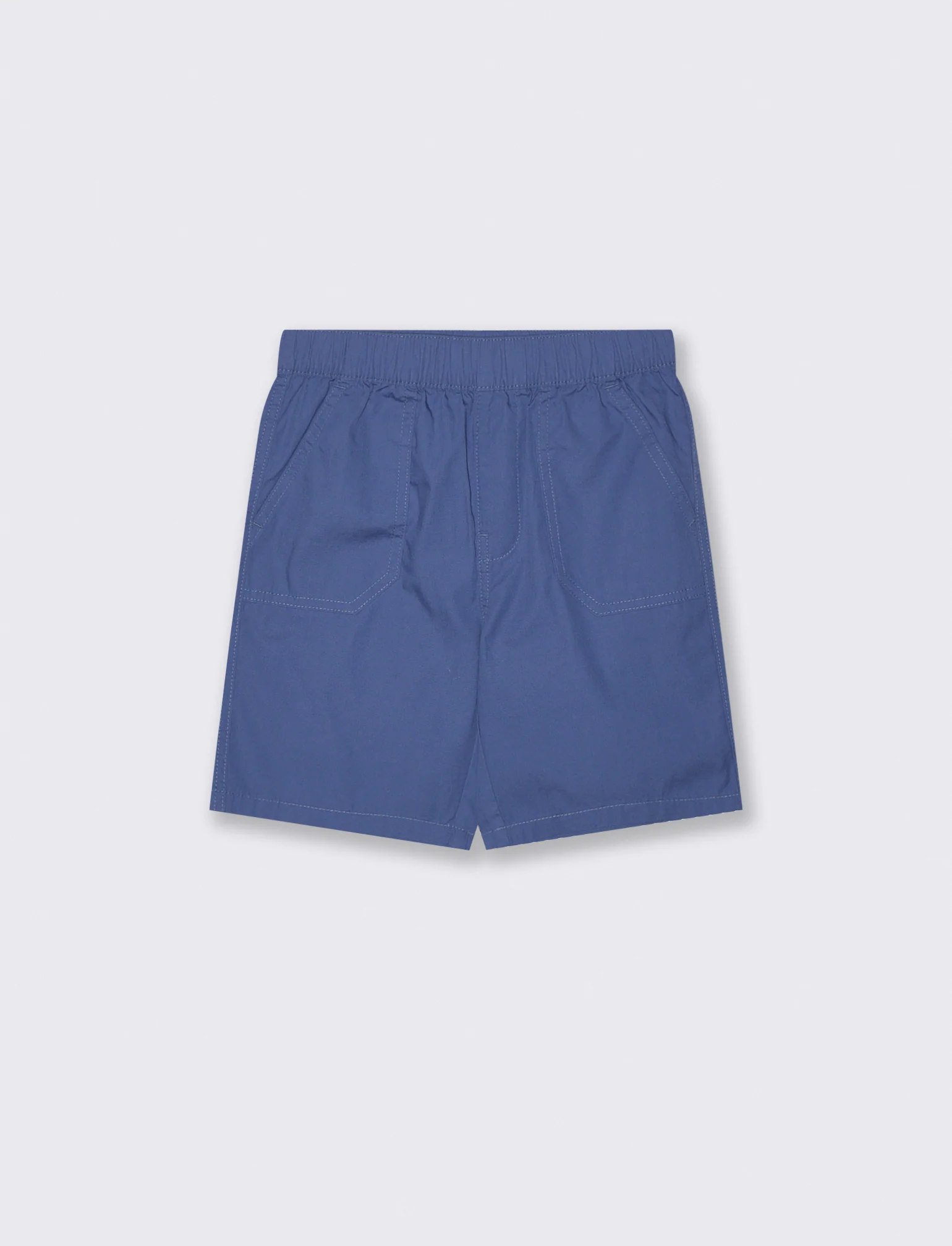 Bermuda in cotone tinta unita con tasche - Blu oceano