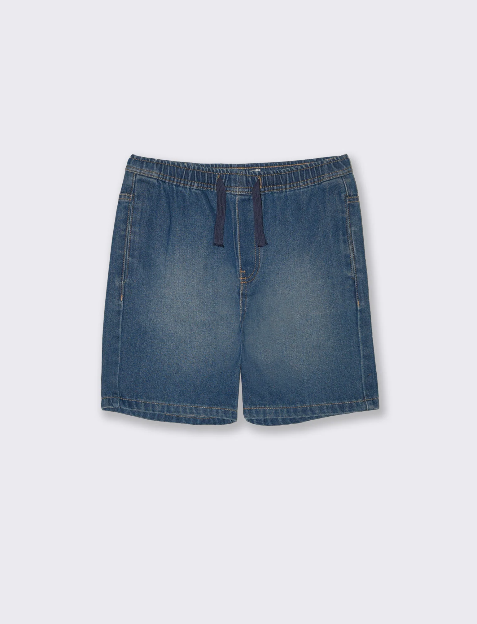 Bermuda in denim con coulisse e lacci - Denim