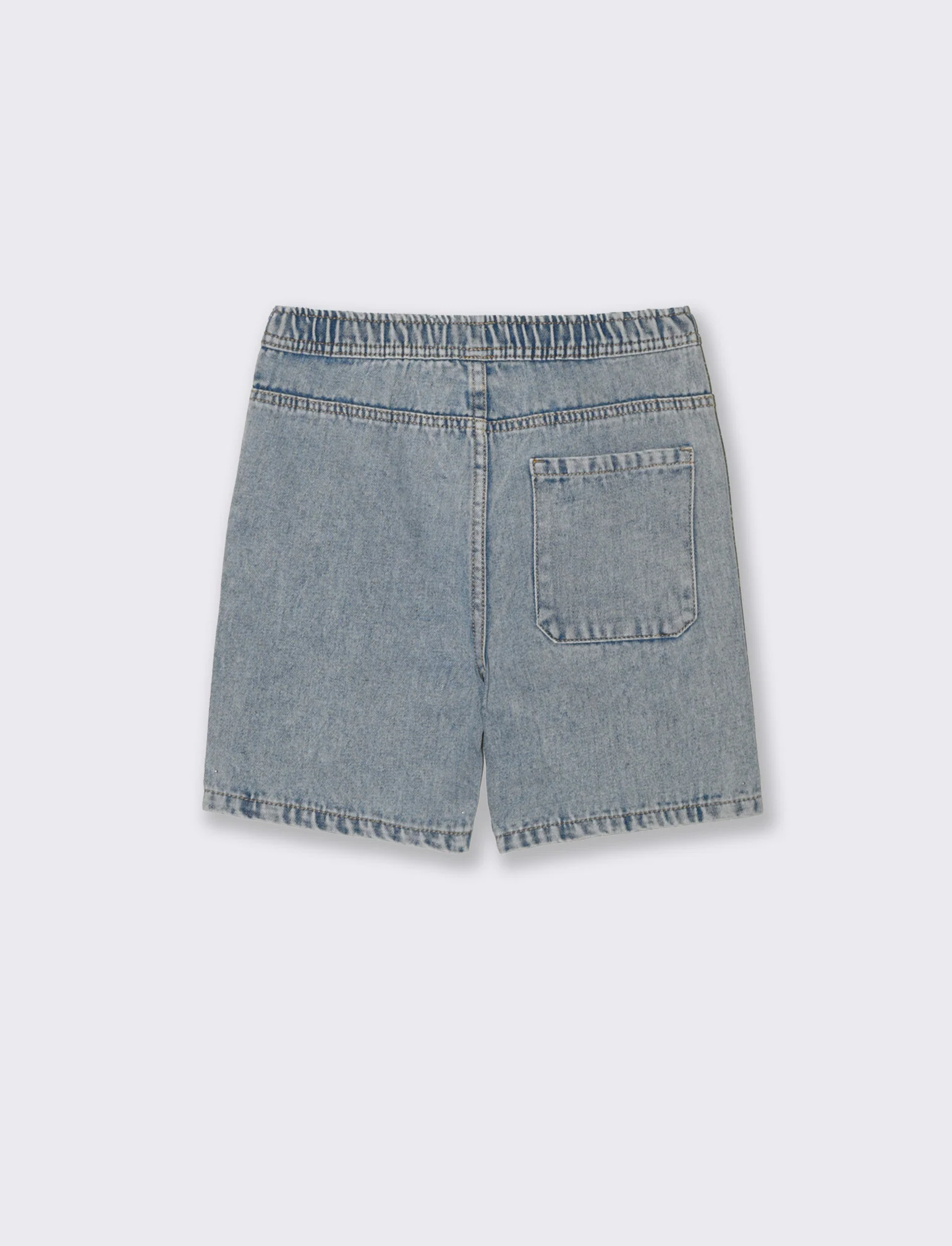 Bermuda in denim con coulisse e lacci - Denim chiaro - Image 2