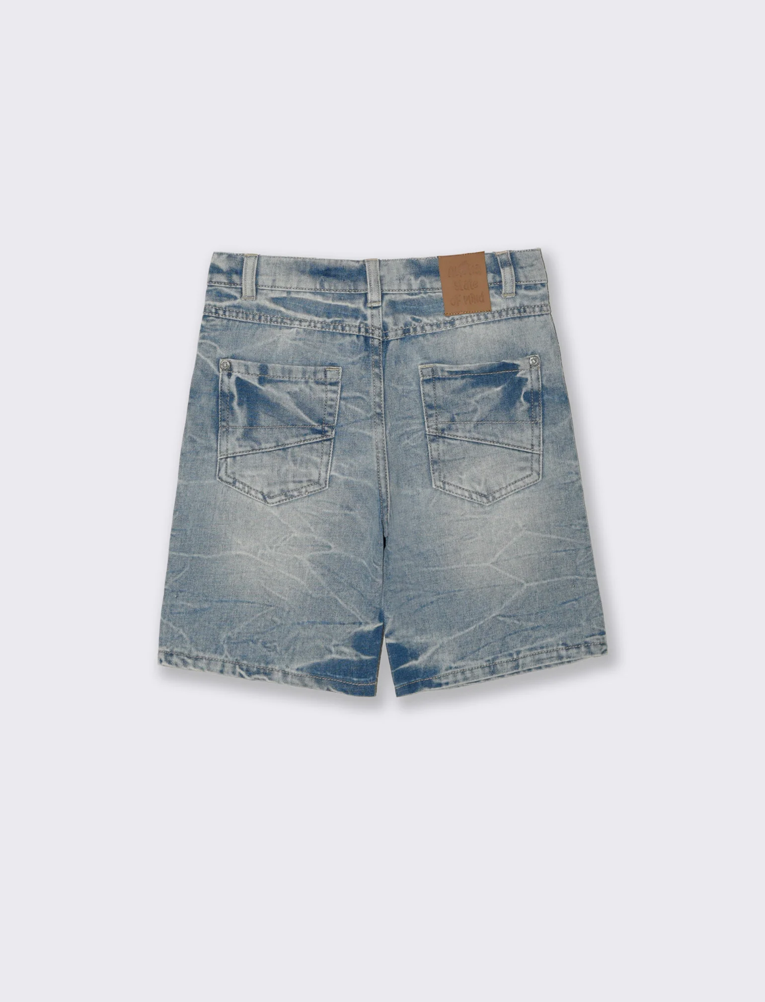 Bermuda in denim con rotture frontali - Denim chiaro - Image 2