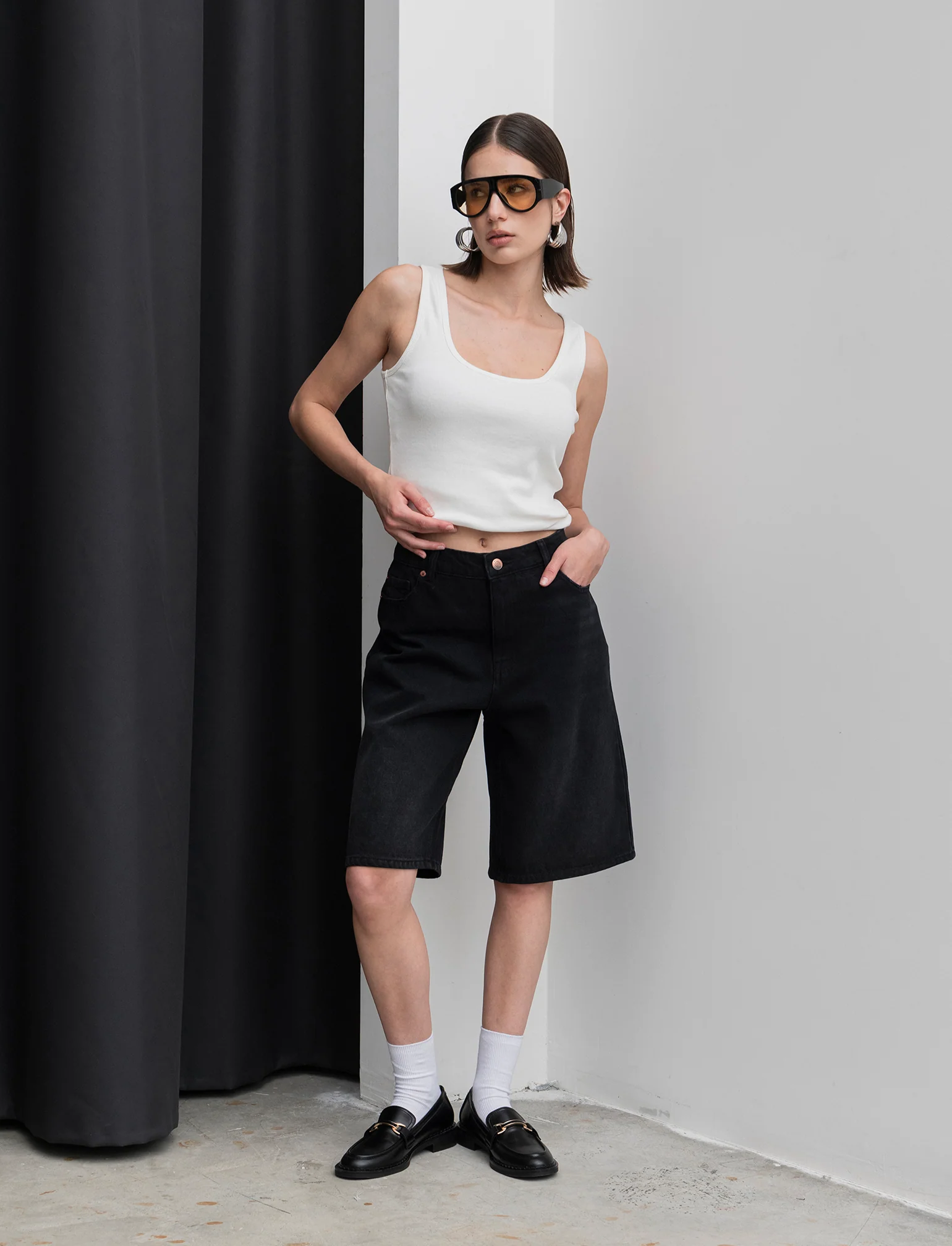 Bermuda in denim - Nero - Image 3