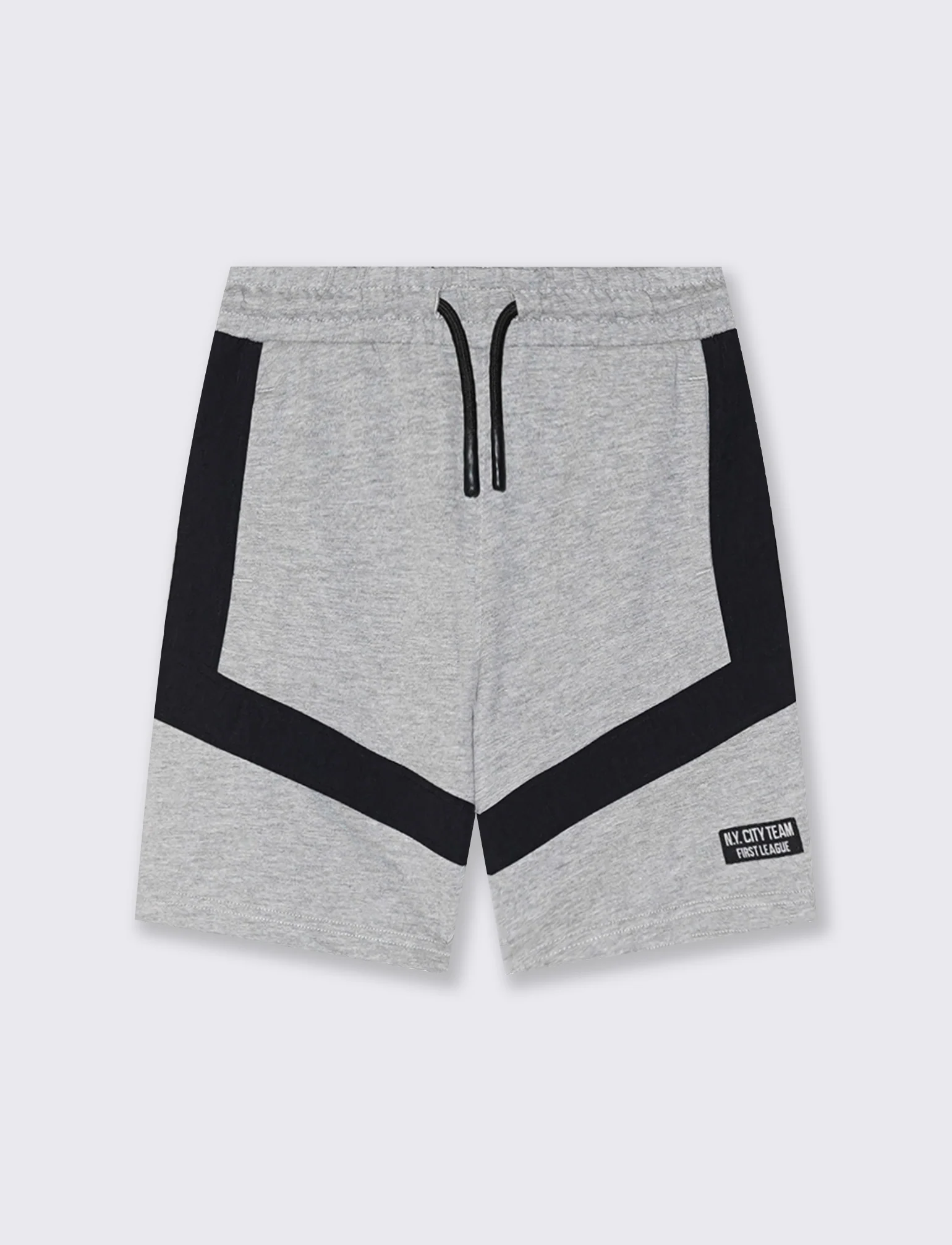 Bermuda in felpa con inserti a contrasto - Grigio mel.