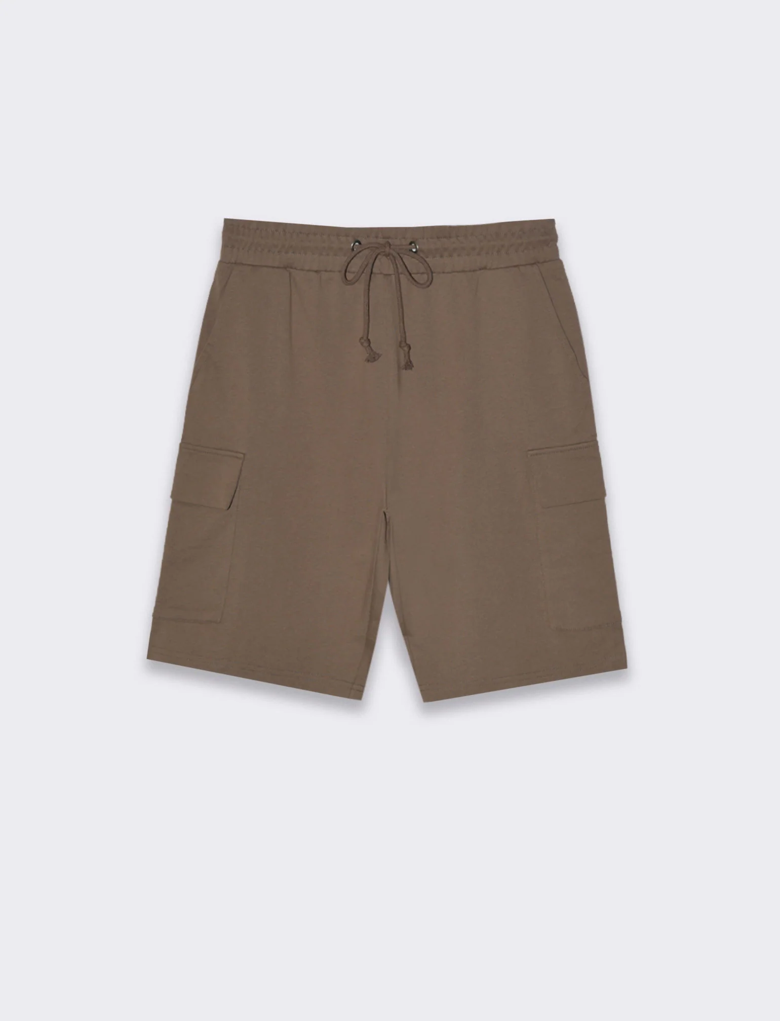 Bermuda in felpa con vita jogger da uomo - Grigio fango - Image 4