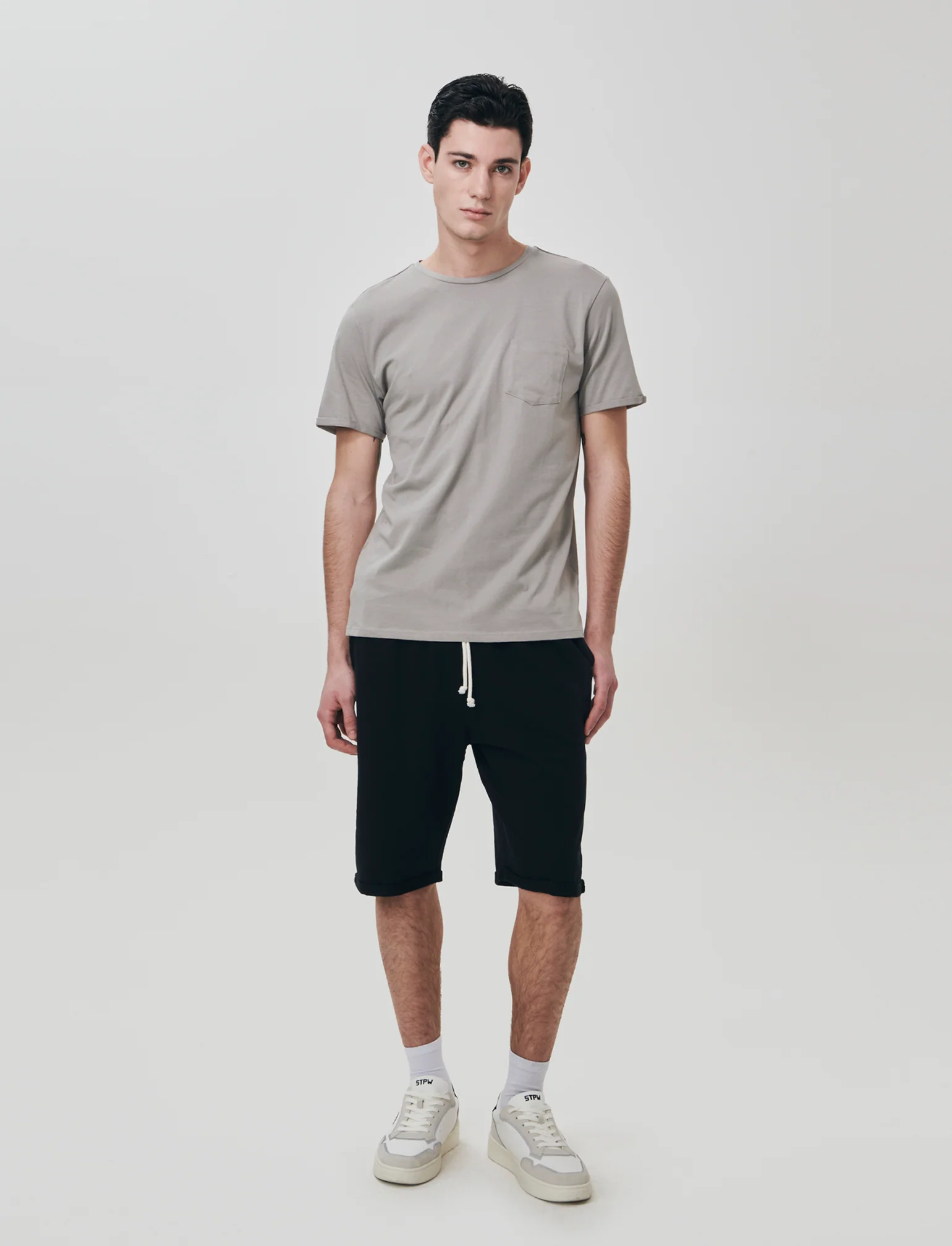 Bermuda in felpa con vita jogger - Nero - Image 3
