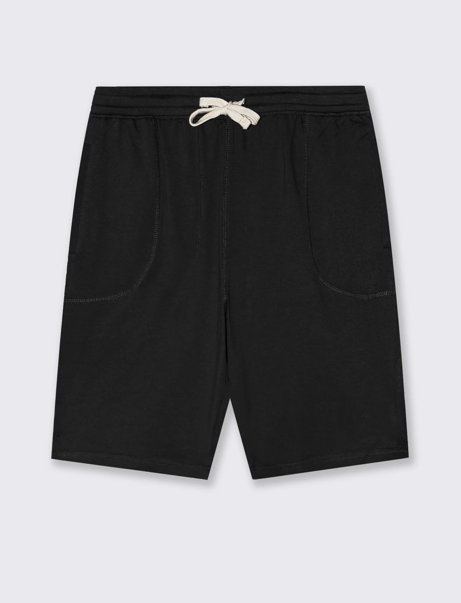 Bermuda in felpa con vita jogger regolabile - Nero