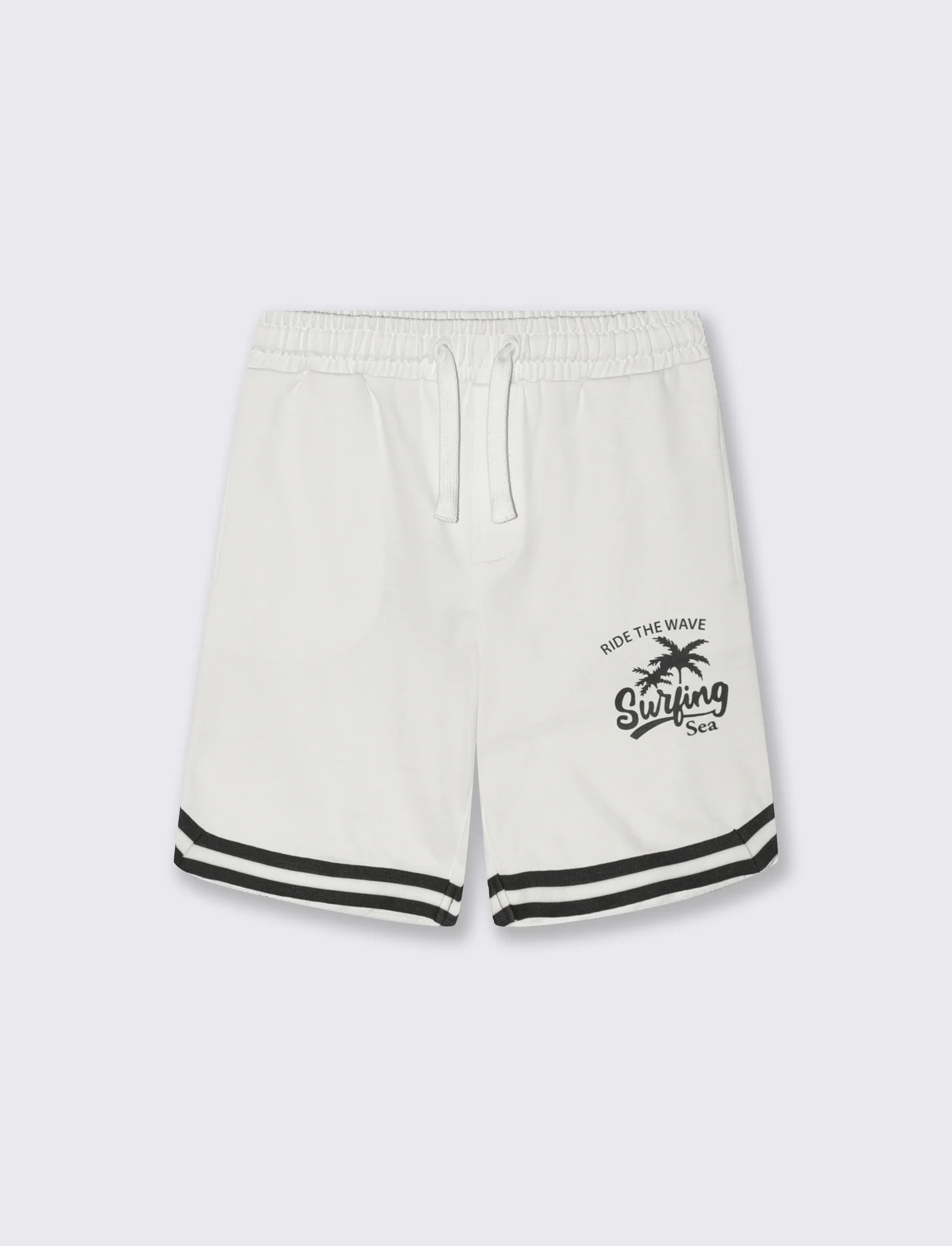 Bermuda in felpa sporty con stampa - Bianco