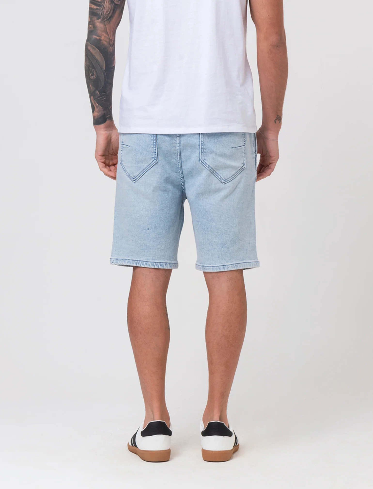 Bermuda in knitting effetto denim da uomo - Denim chiaro - Image 2