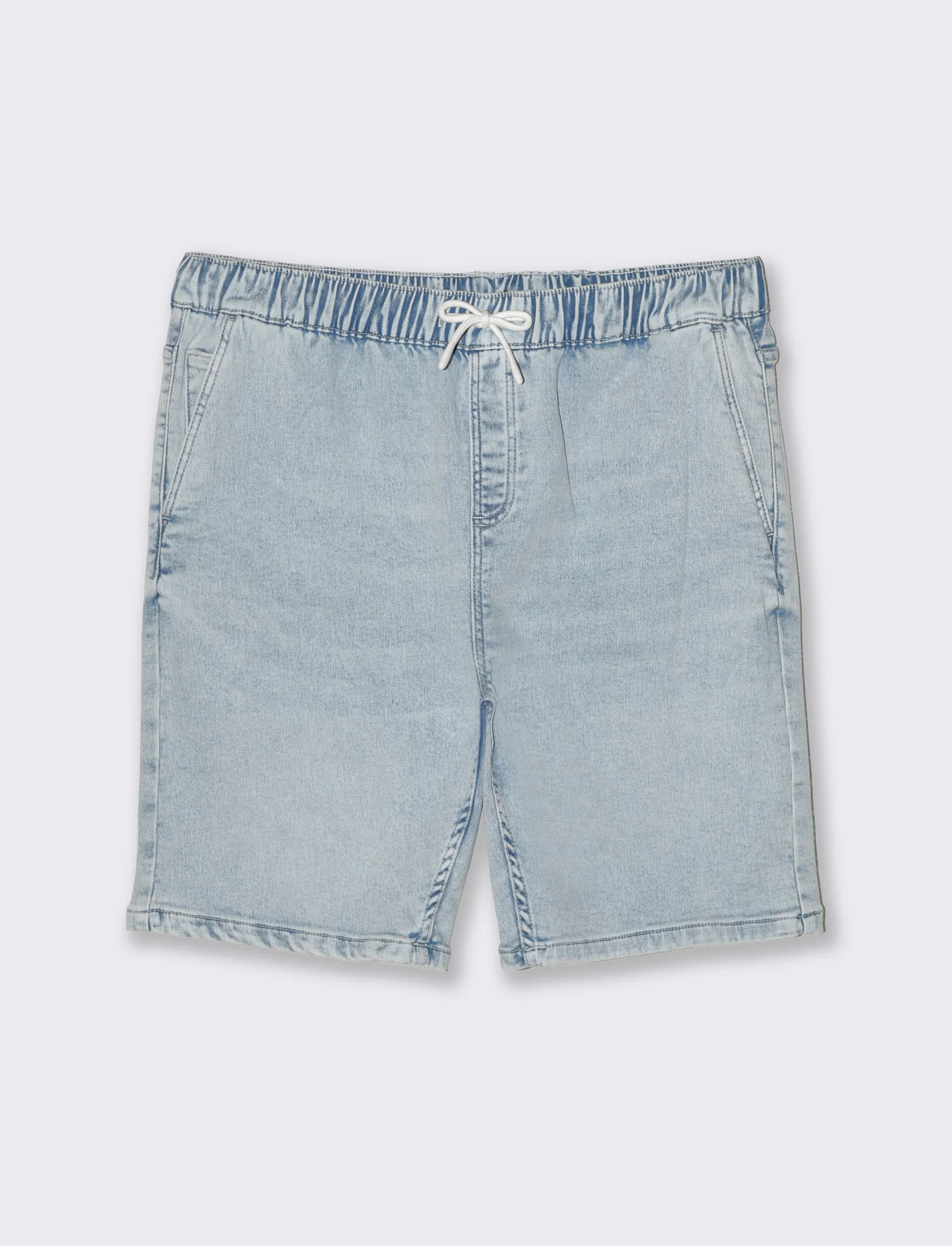 Bermuda in knitting effetto denim da uomo - Denim chiaro - Image 4