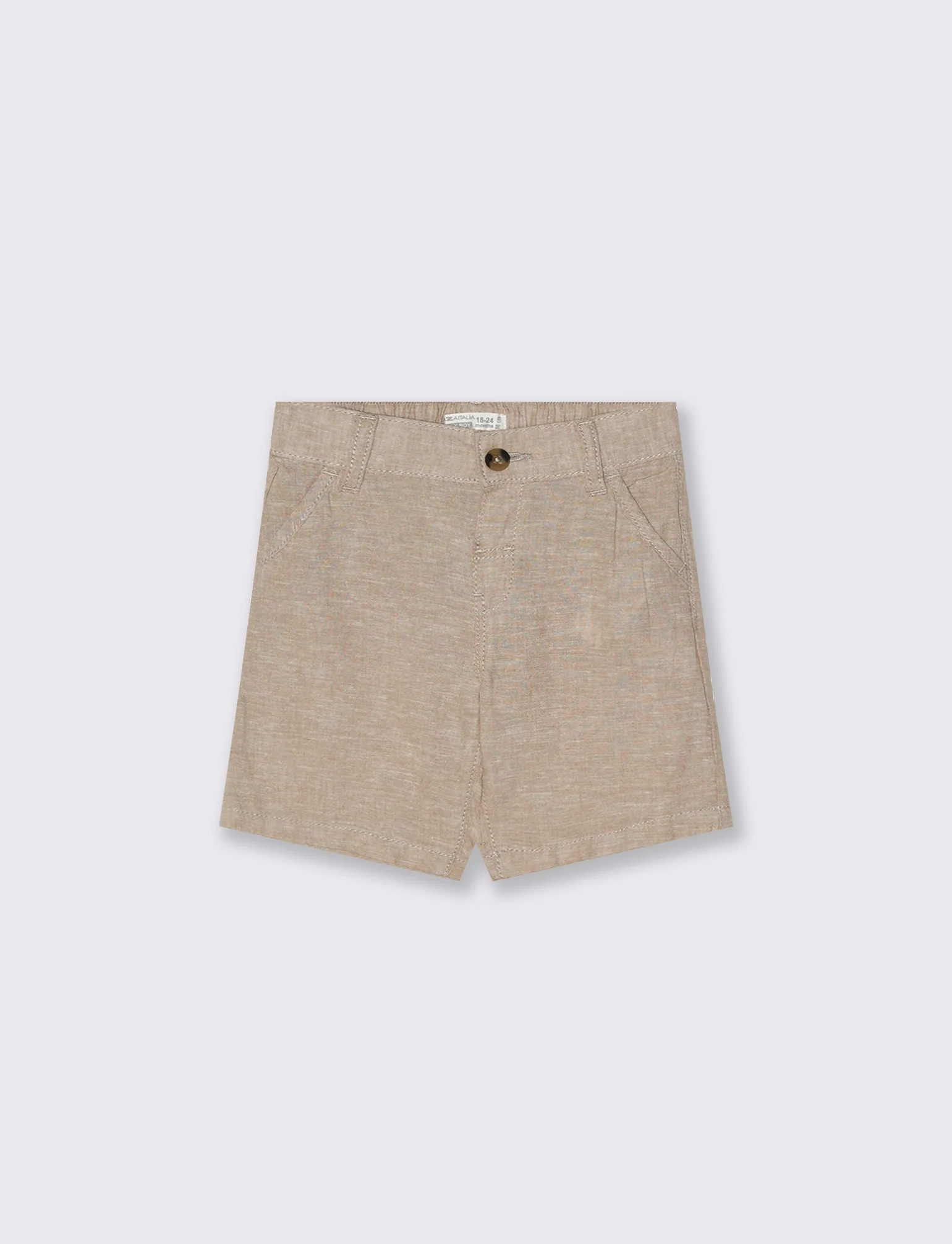 Bermuda in misto lino con tasche frontali - Beige