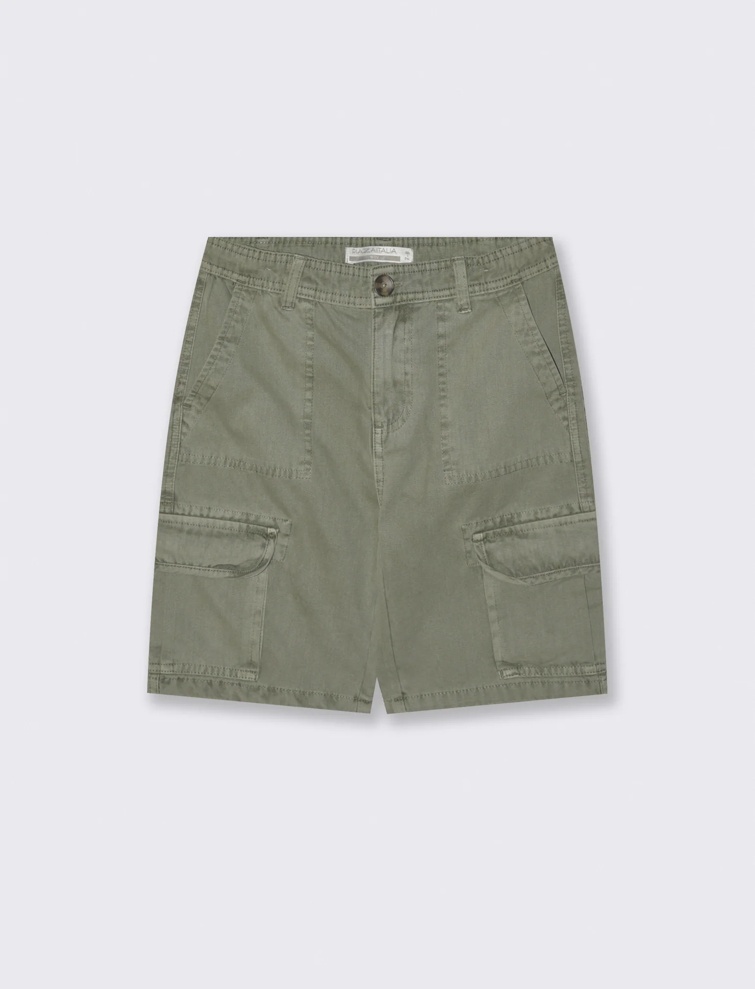 Bermuda in twill con tasconi e tasche - Verde - Image 4
