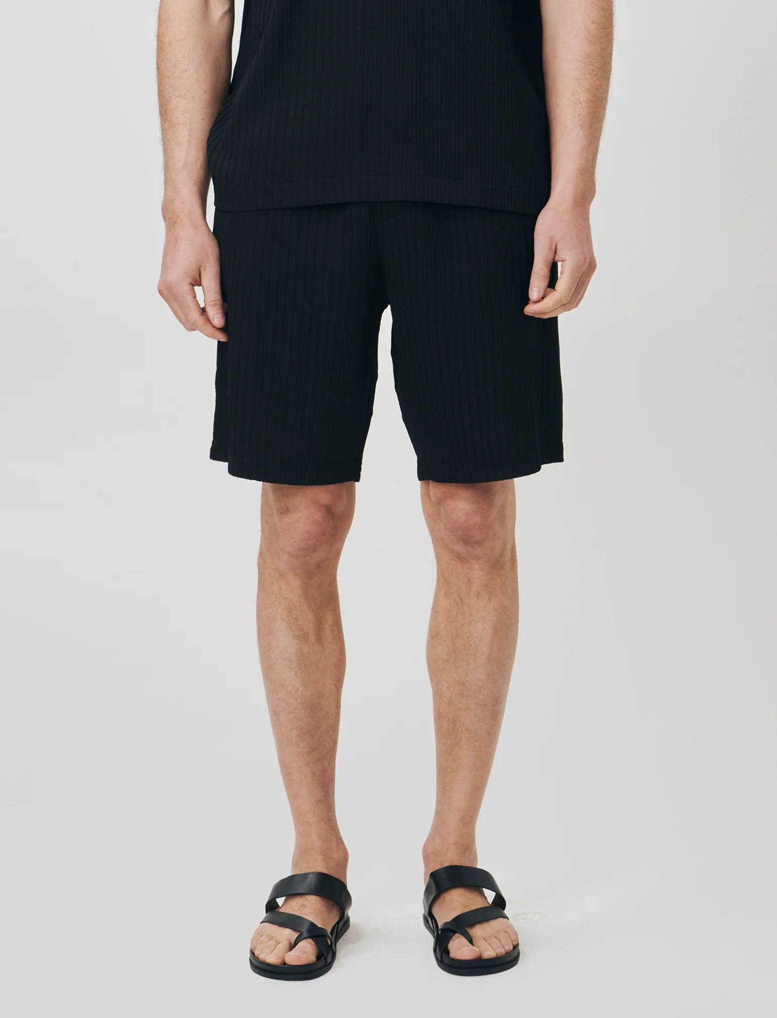 Bermuda Jacquard con Vita Jogger Relaxed - Nero - Image 4