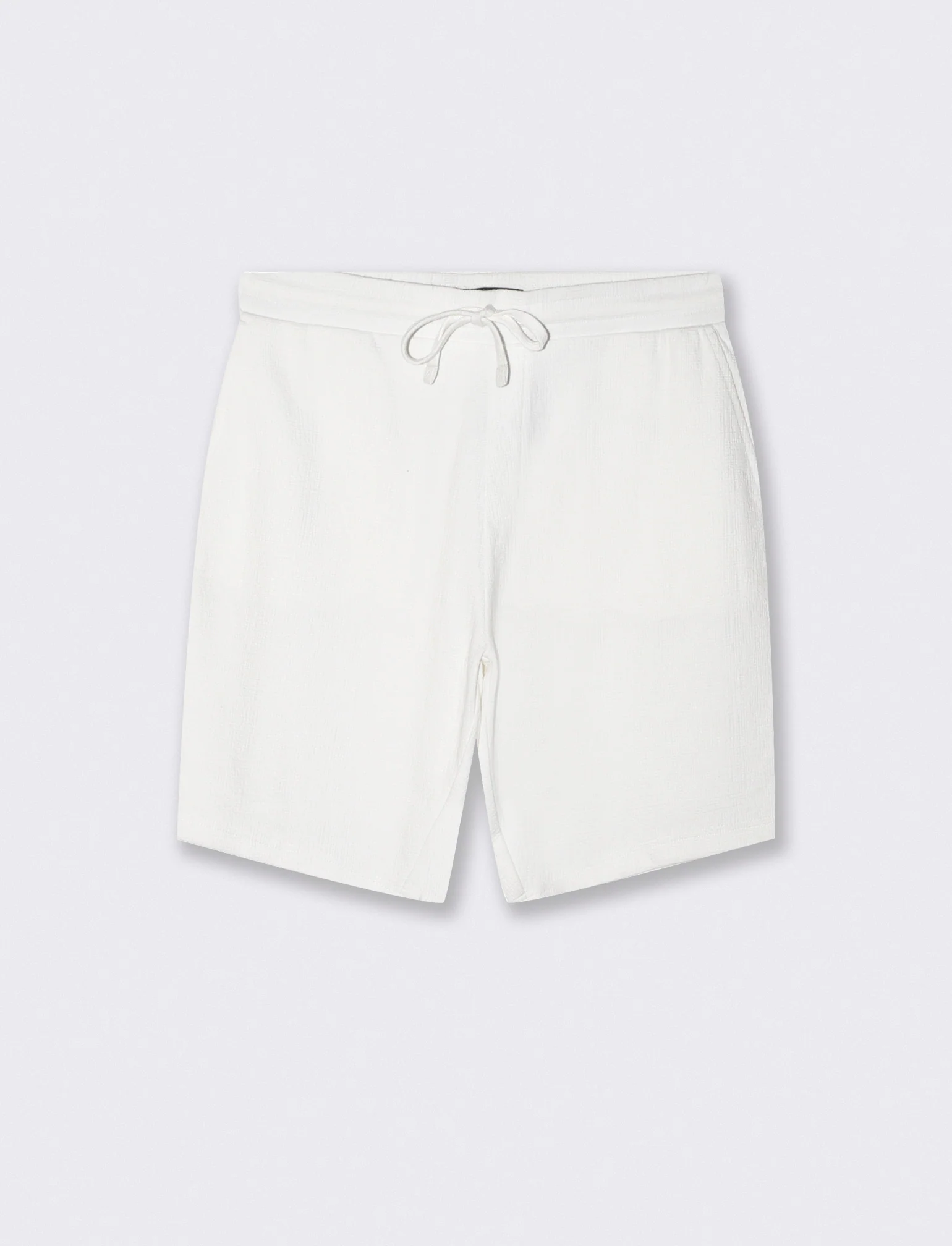 Bermuda Jacquard Effetto Juta con Vita Jogger - Bianco
