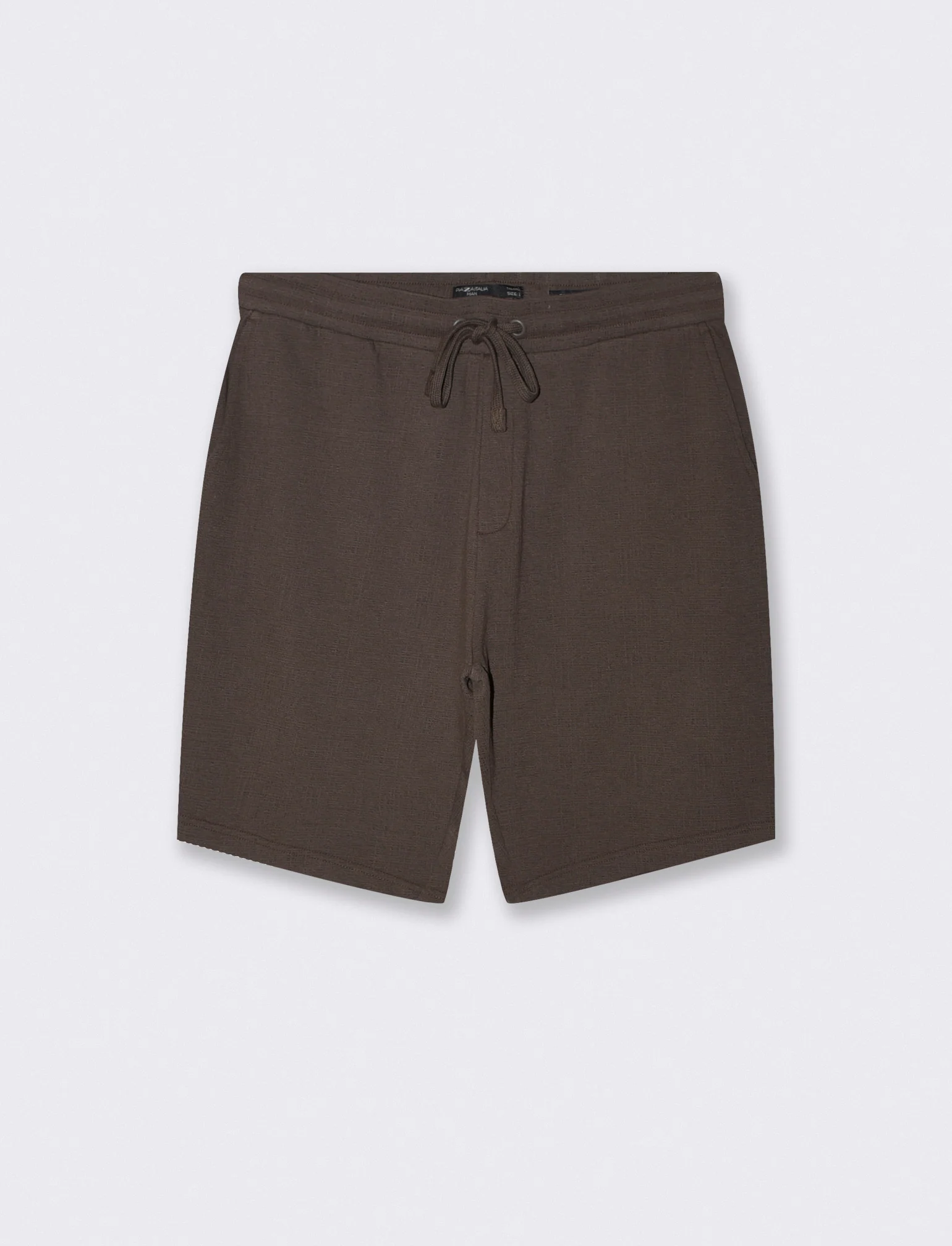 Bermuda Jacquard Effetto Juta con Vita Jogger - Moro