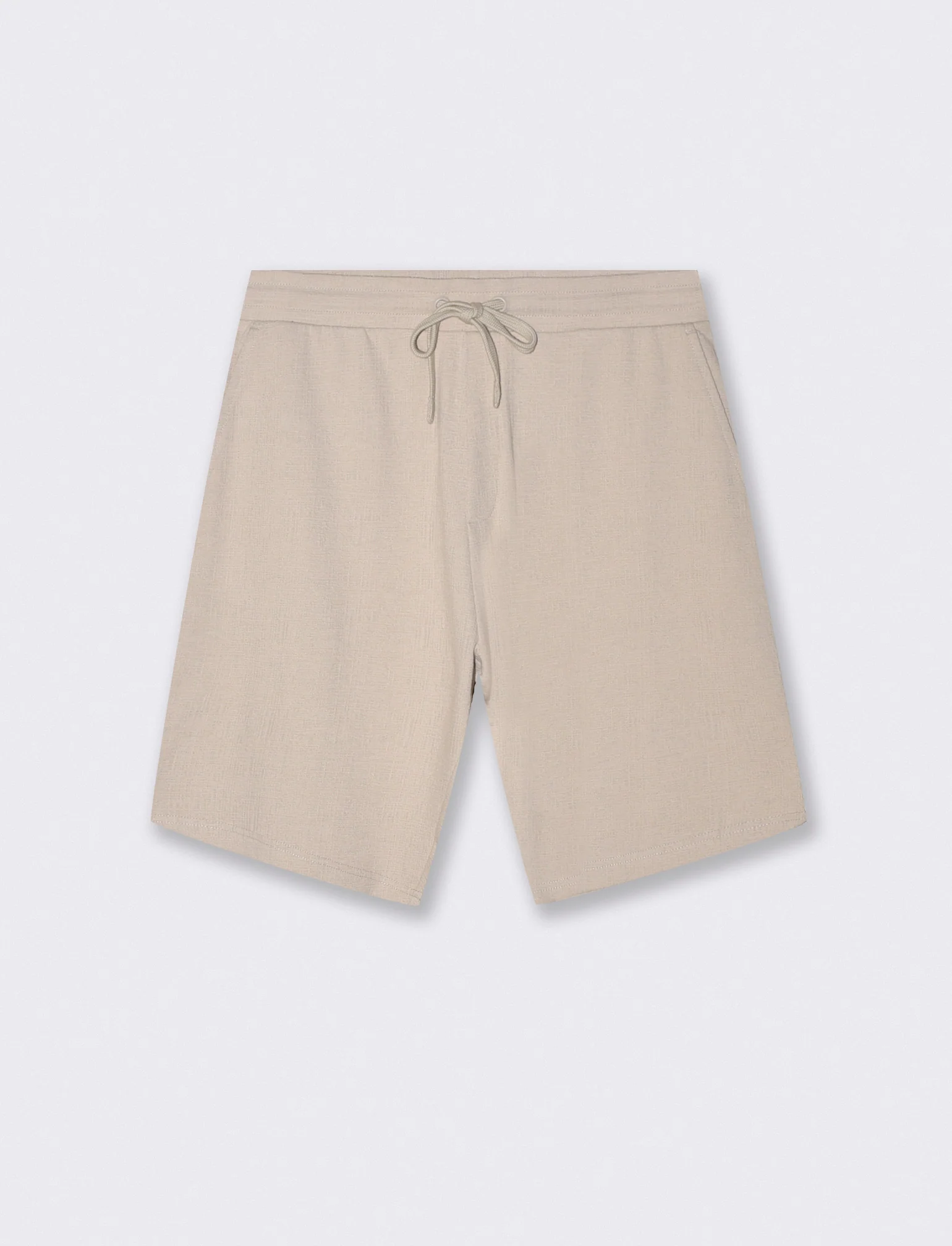 Bermuda Jacquard Effetto Juta con Vita Jogger - Sabbia