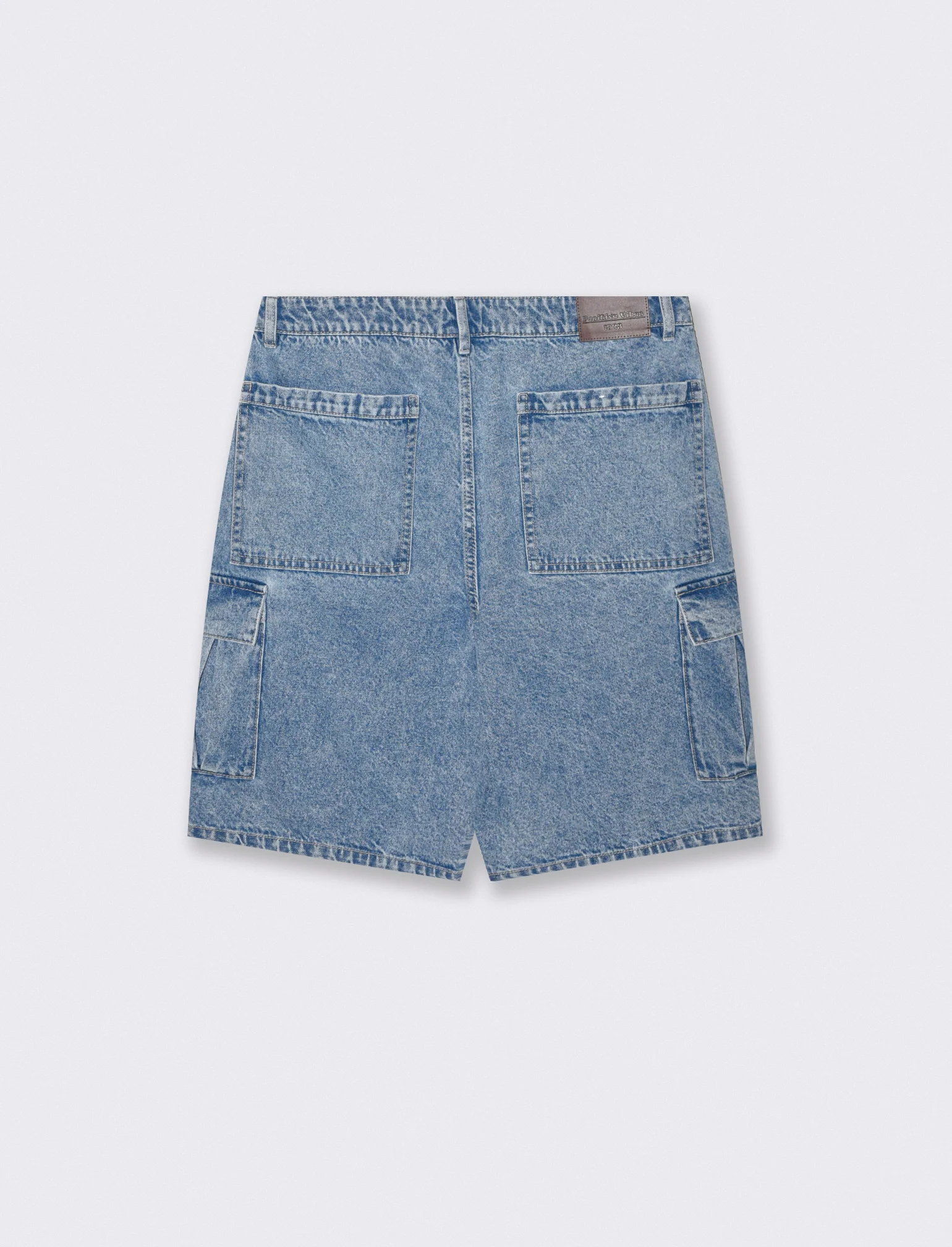 Bermuda Jeans Cargo Baggy Fit Effetto Slavato - Denim - Image 2