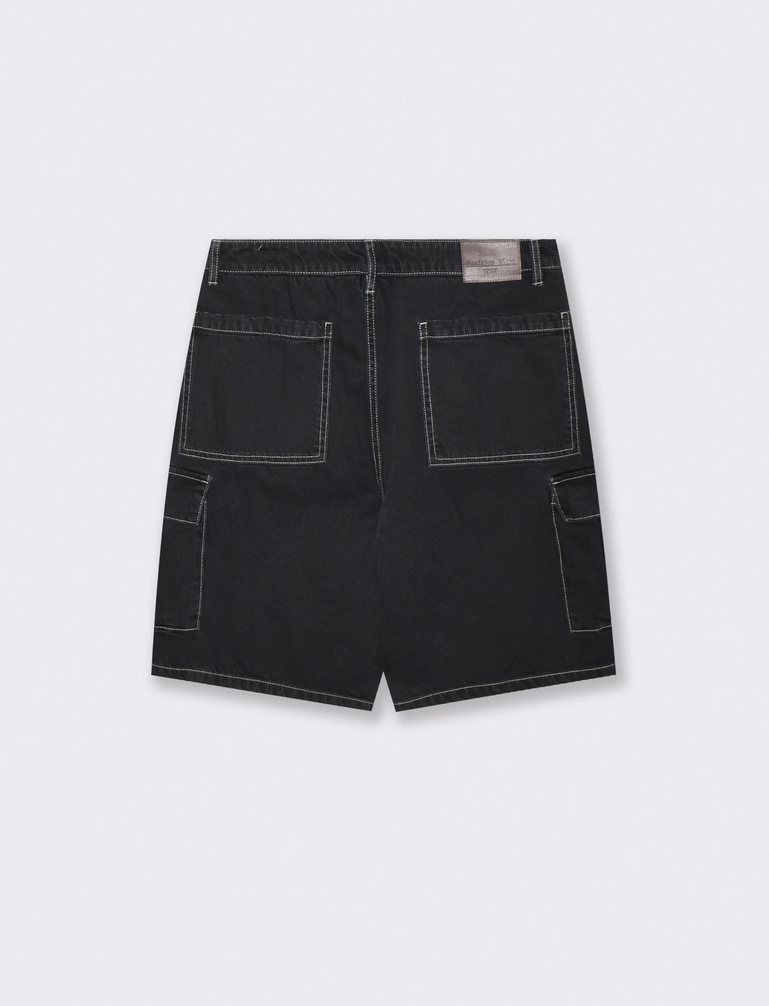 Bermuda Jeans Cargo Baggy Fit Effetto Slavato - Nero - Image 2