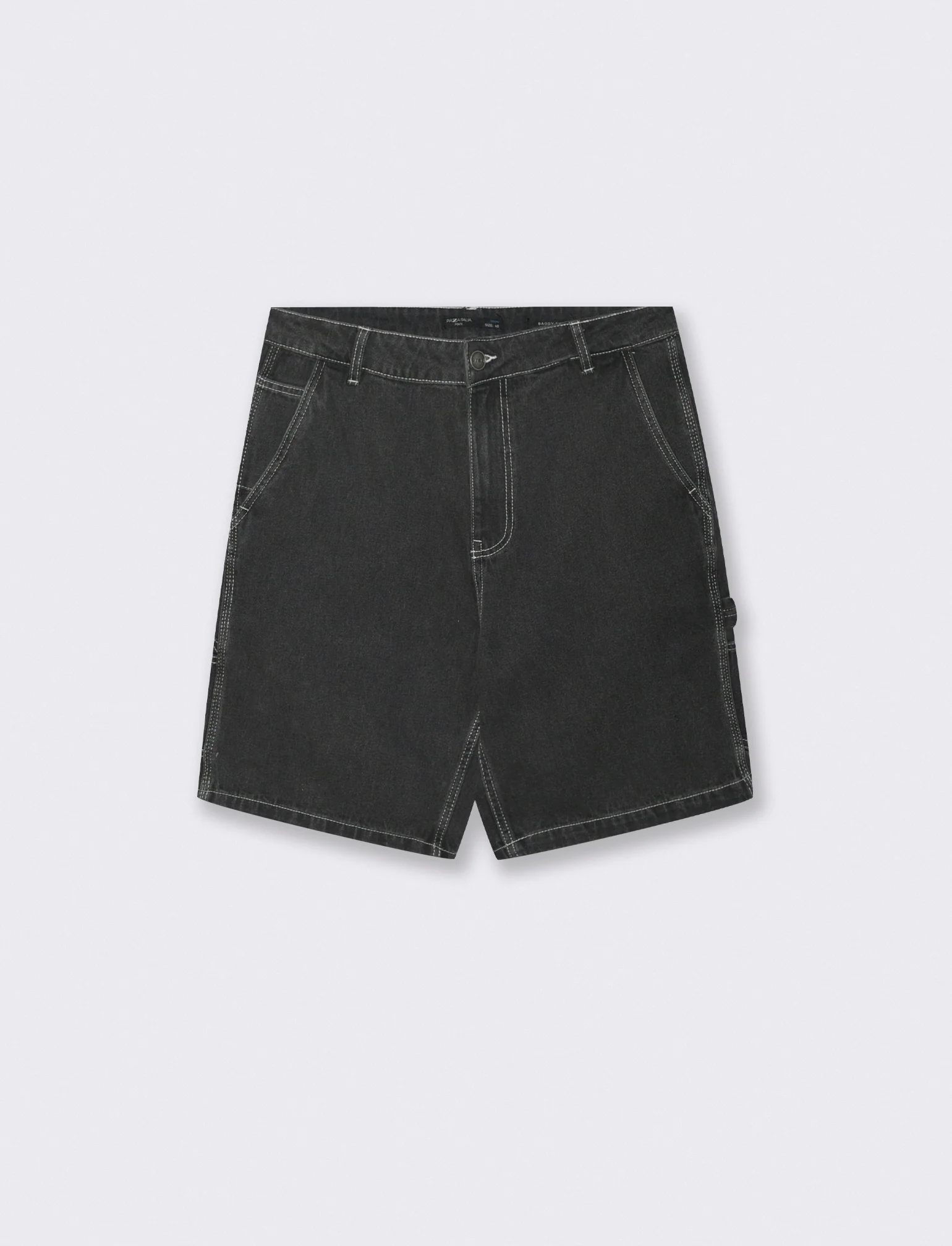 Bermuda Jeans Carpenter Fit Nero Slavato - Nero