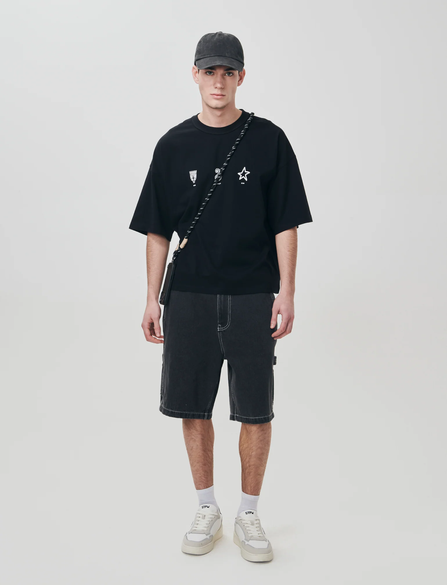 Bermuda Jeans Carpenter Fit Nero Slavato - Nero - Image 3