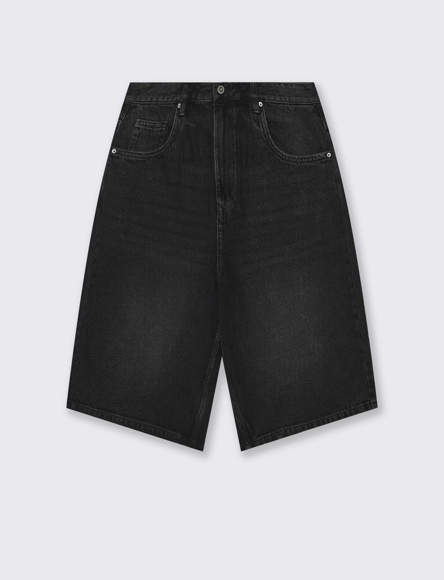 Bermuda Jeans Skater Fit in Denim Slavato - Nero