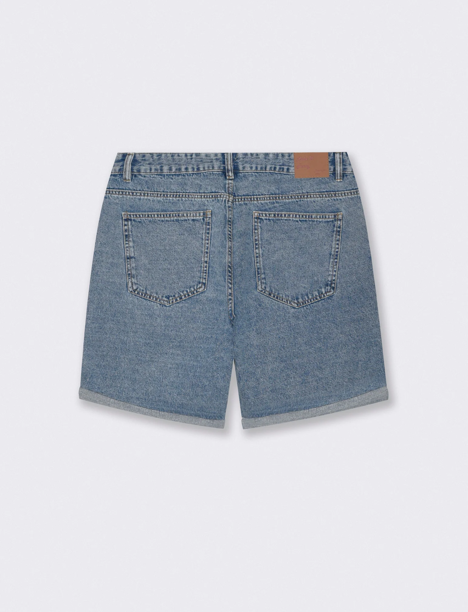 Bermuda Jeans Straight Fit Effetto Slavato - Denim - Image 2