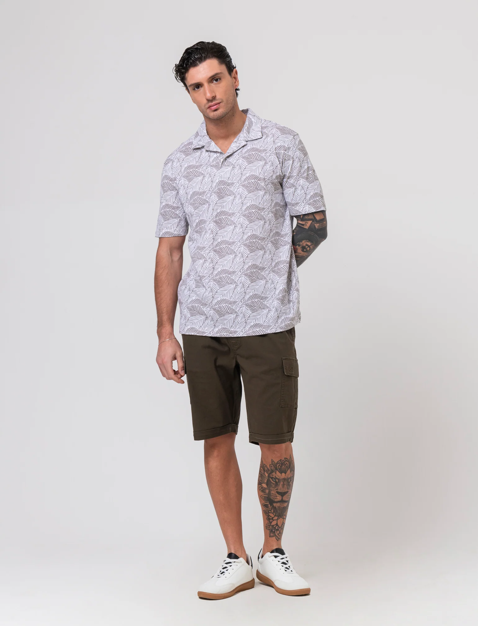Bermuda jogger cargo fit da uomo - Verde kaki - Image 3