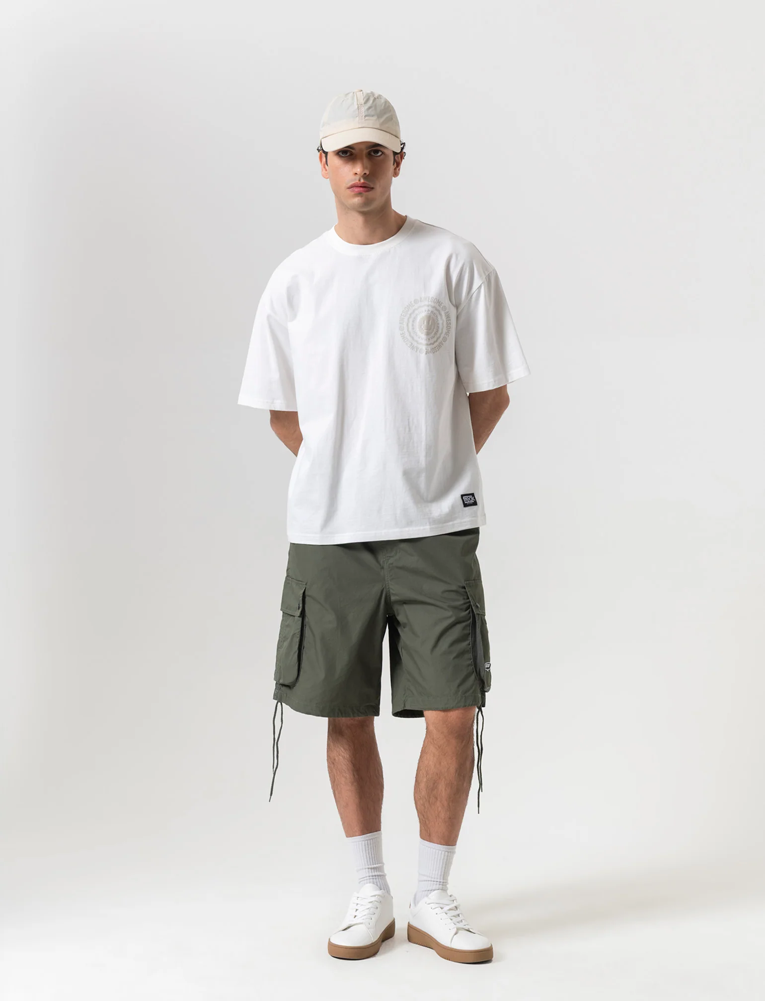Bermuda jogger cargo relaxed fit da uomo - Verde militare - Image 3