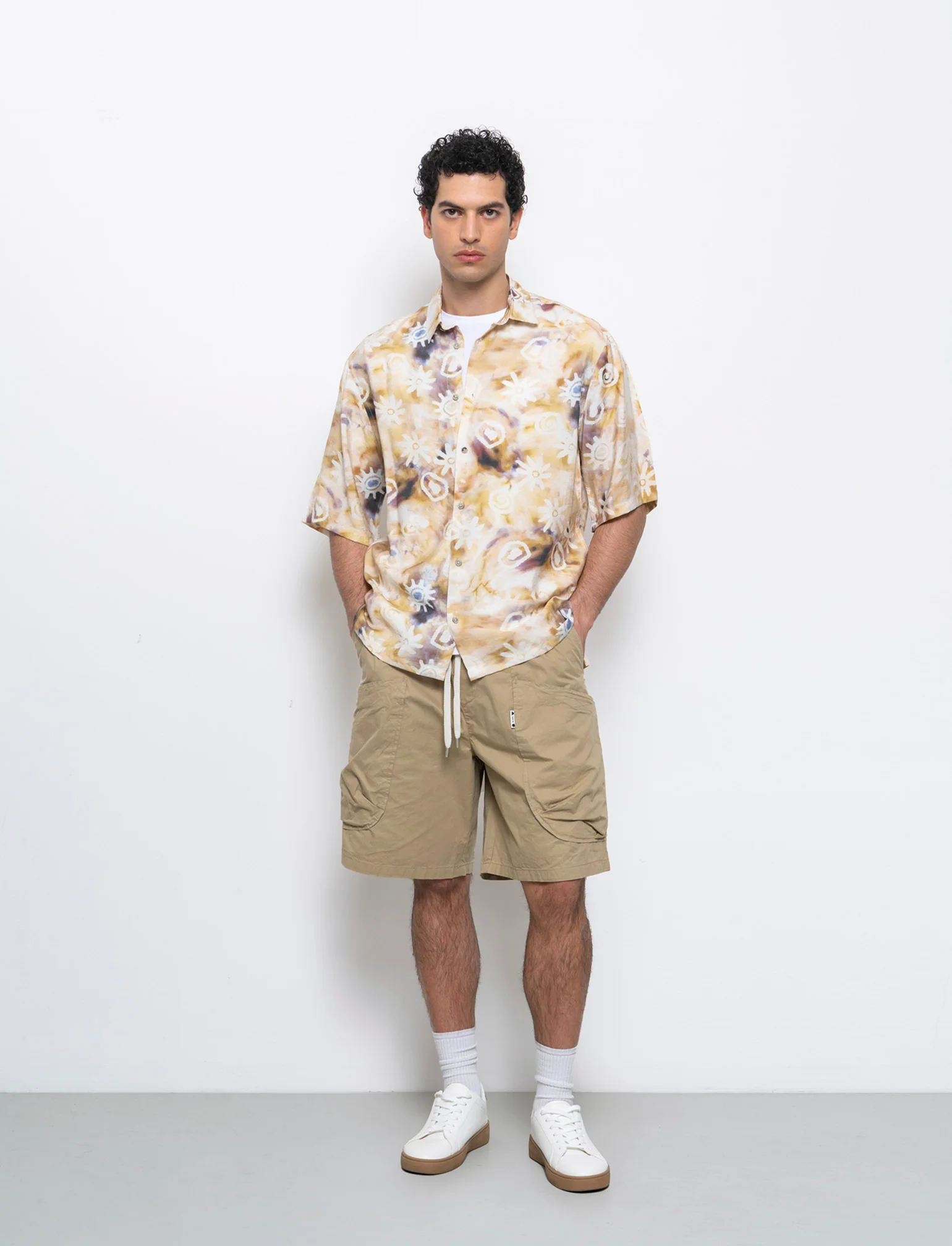 Bermuda jogger cargo relaxed fit da uomo - Verde salvia - Image 3