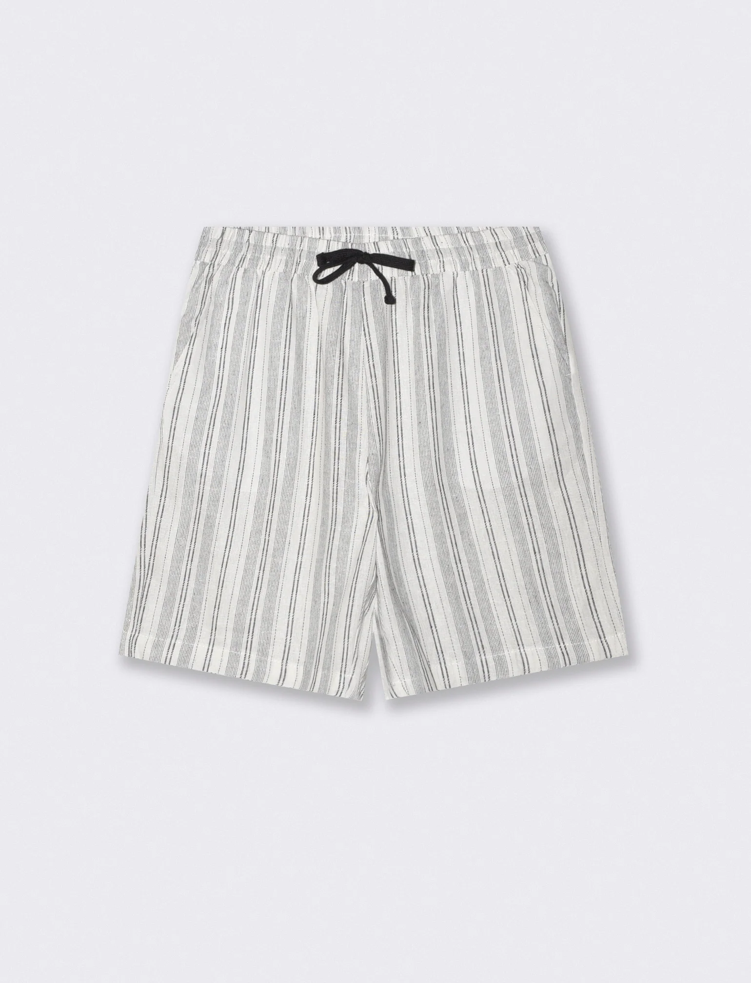 Bermuda Jogger Fantasia a Righe Regular Fit - Bianco