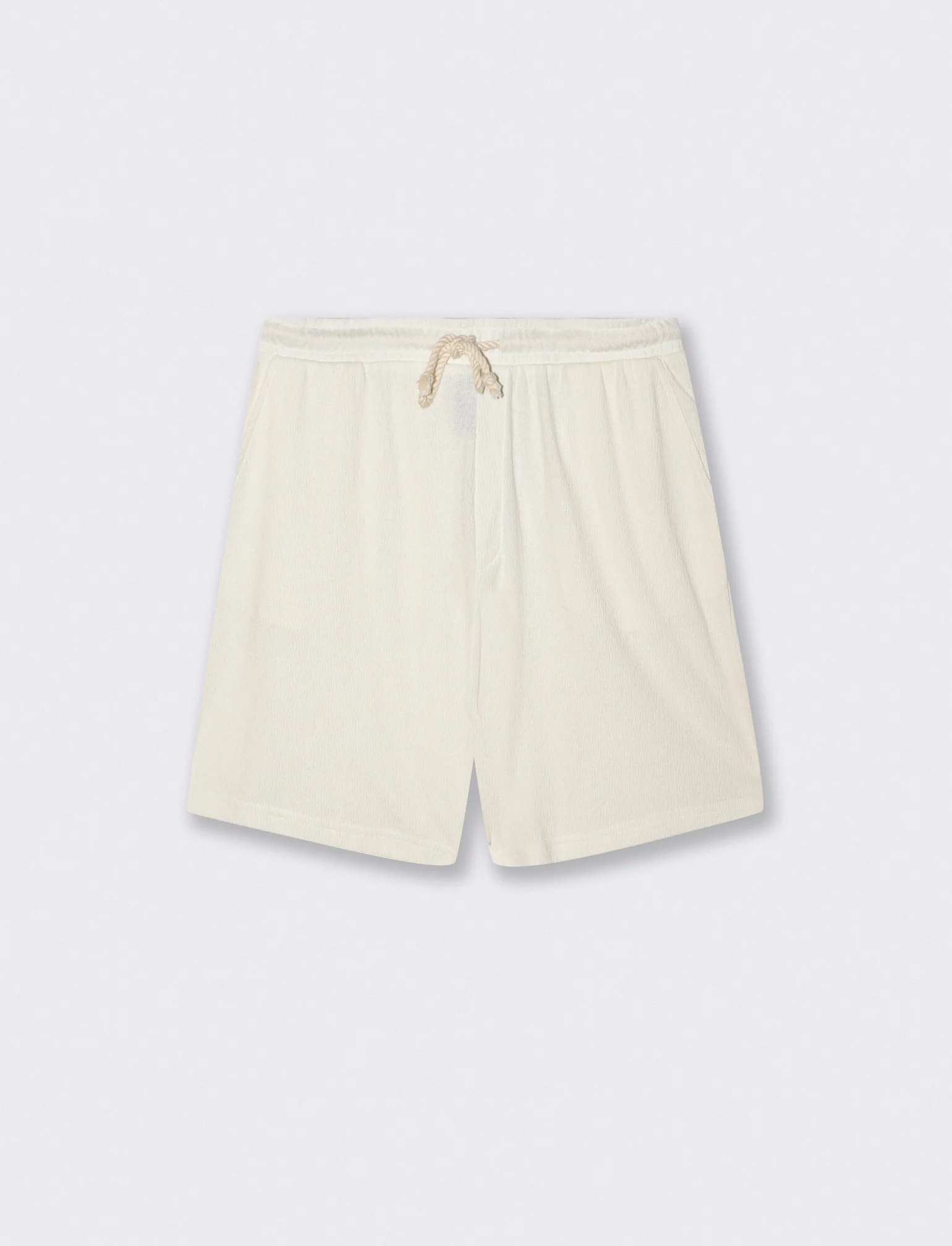 Bermuda Jogger in Jacquard Relaxed Fit - Bianco sporco