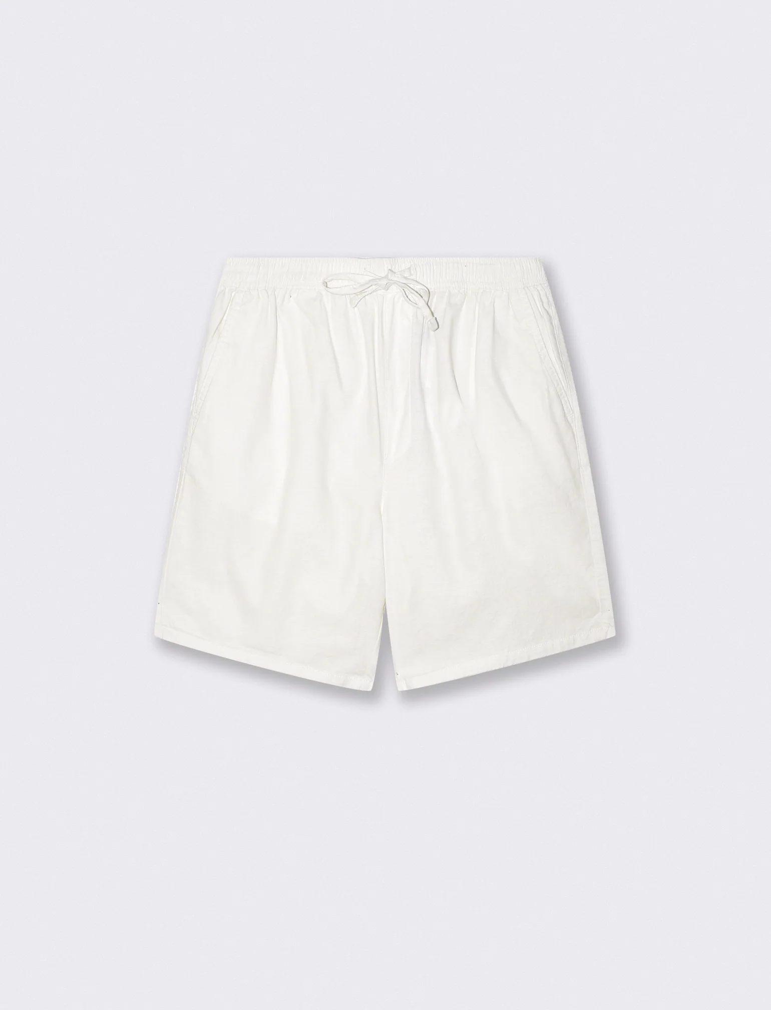 Bermuda Jogger in Misto Lino con Tasca - Bianco