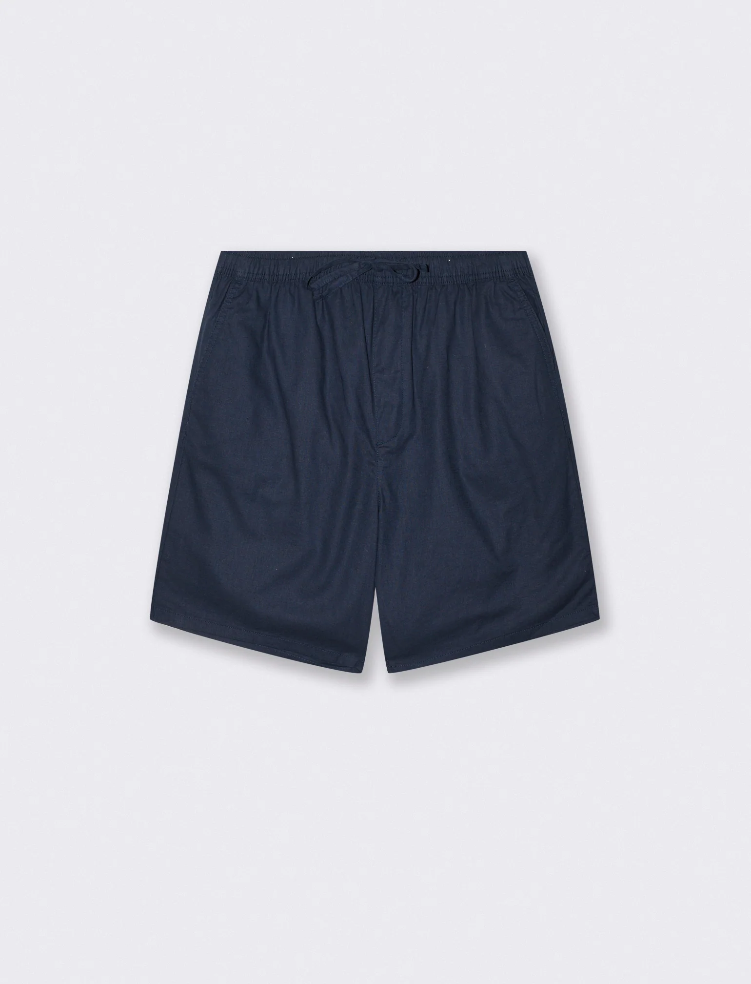 Bermuda Jogger in Misto Lino con Tasca - Blu