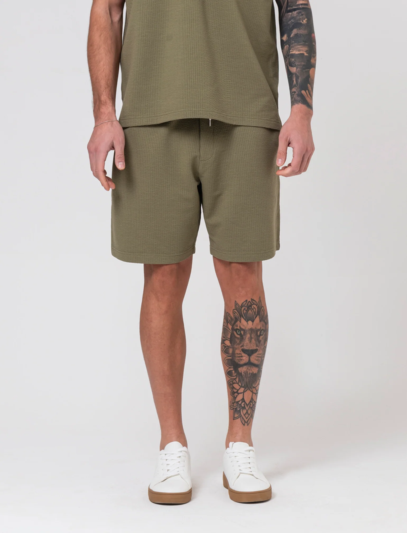 Bermuda jogger in seer sucker da uomo - Verde salvia