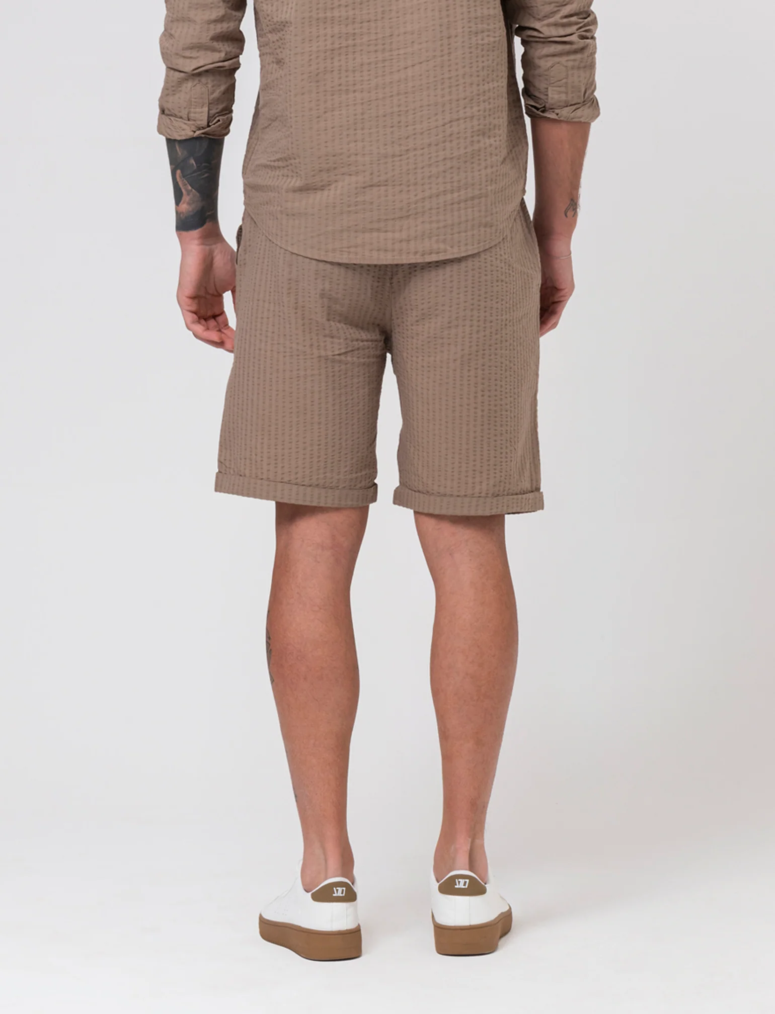 Bermuda jogger in seersucker da uomo - Grigio tortora - Image 2