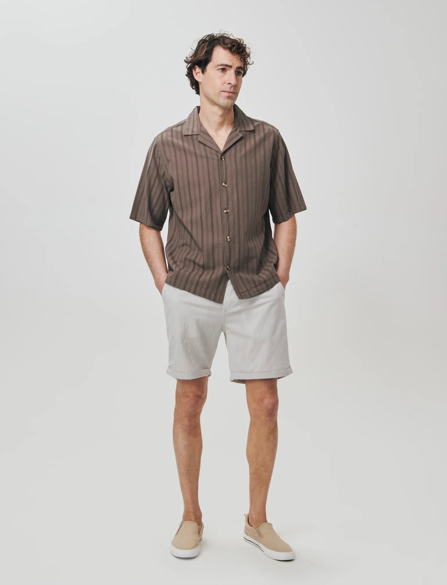 Bermuda Jogger in Tessuto Goffrato - Grigio stone - Image 3