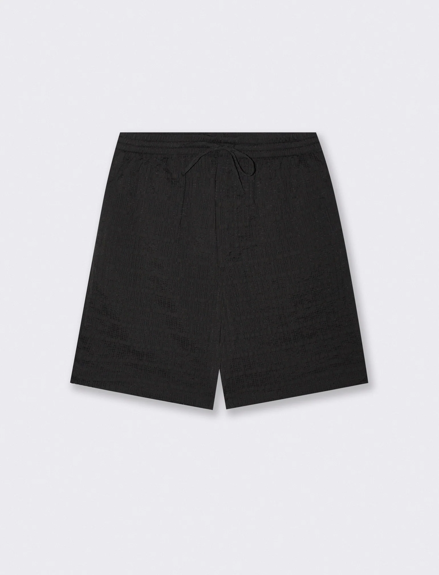 Bermuda Jogger in Tessuto Seer Sucker - Nero