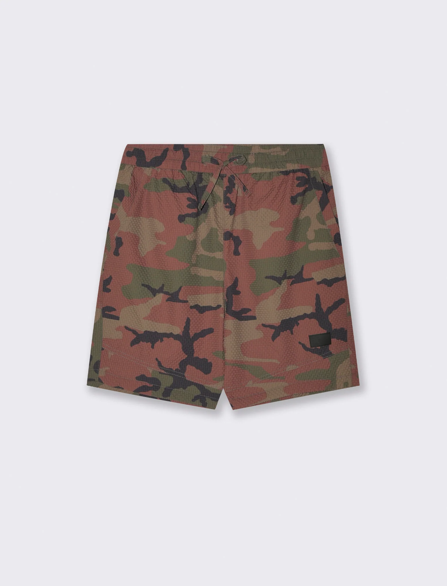 Bermuda jogger mimetico in seersucker da uomo - Verde mimetico - Image 4