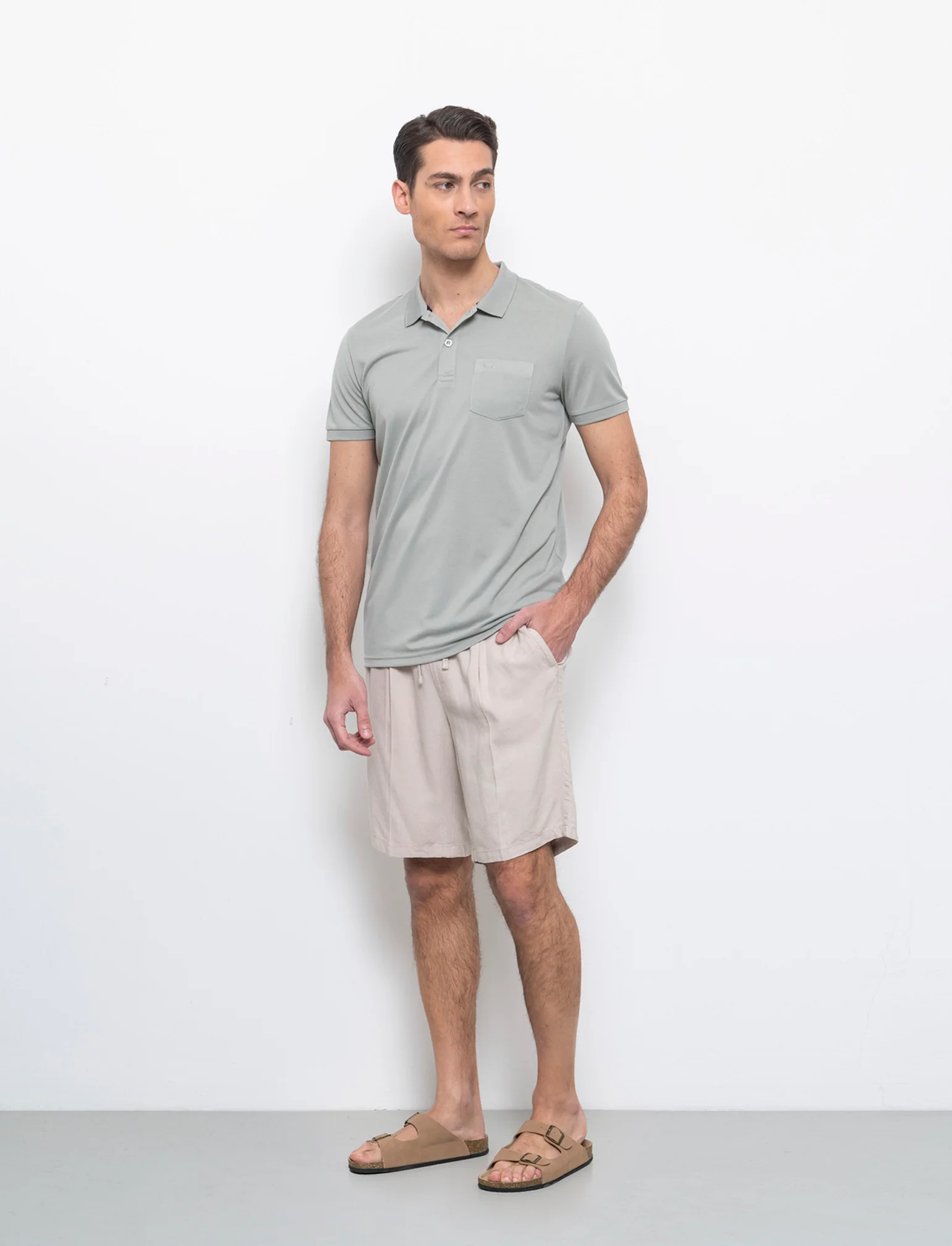 Bermuda jogger misto lino da uomo - Sabbia - Image 3