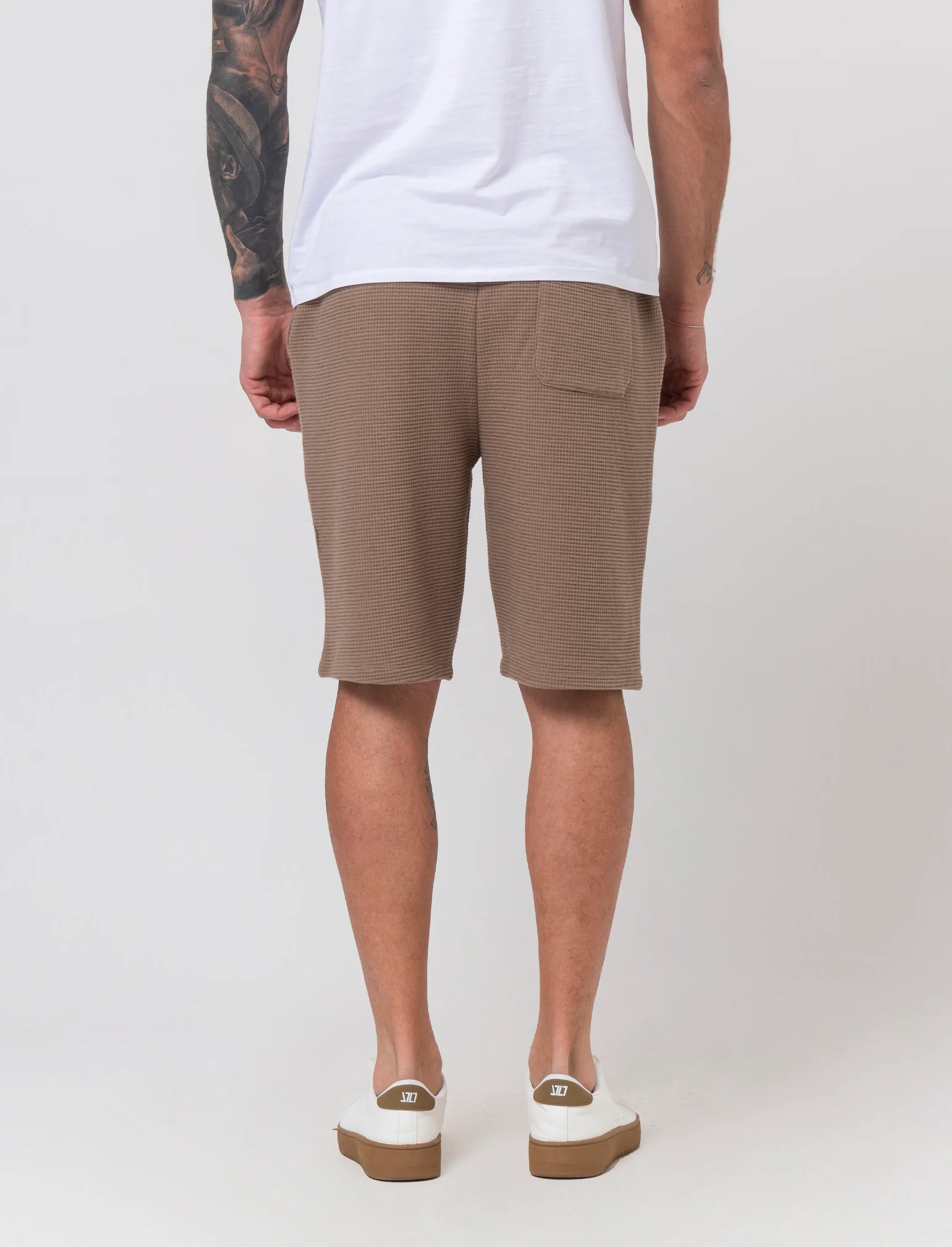 Bermuda jogger struttura waffle da uomo - Grigio tortora - Image 2